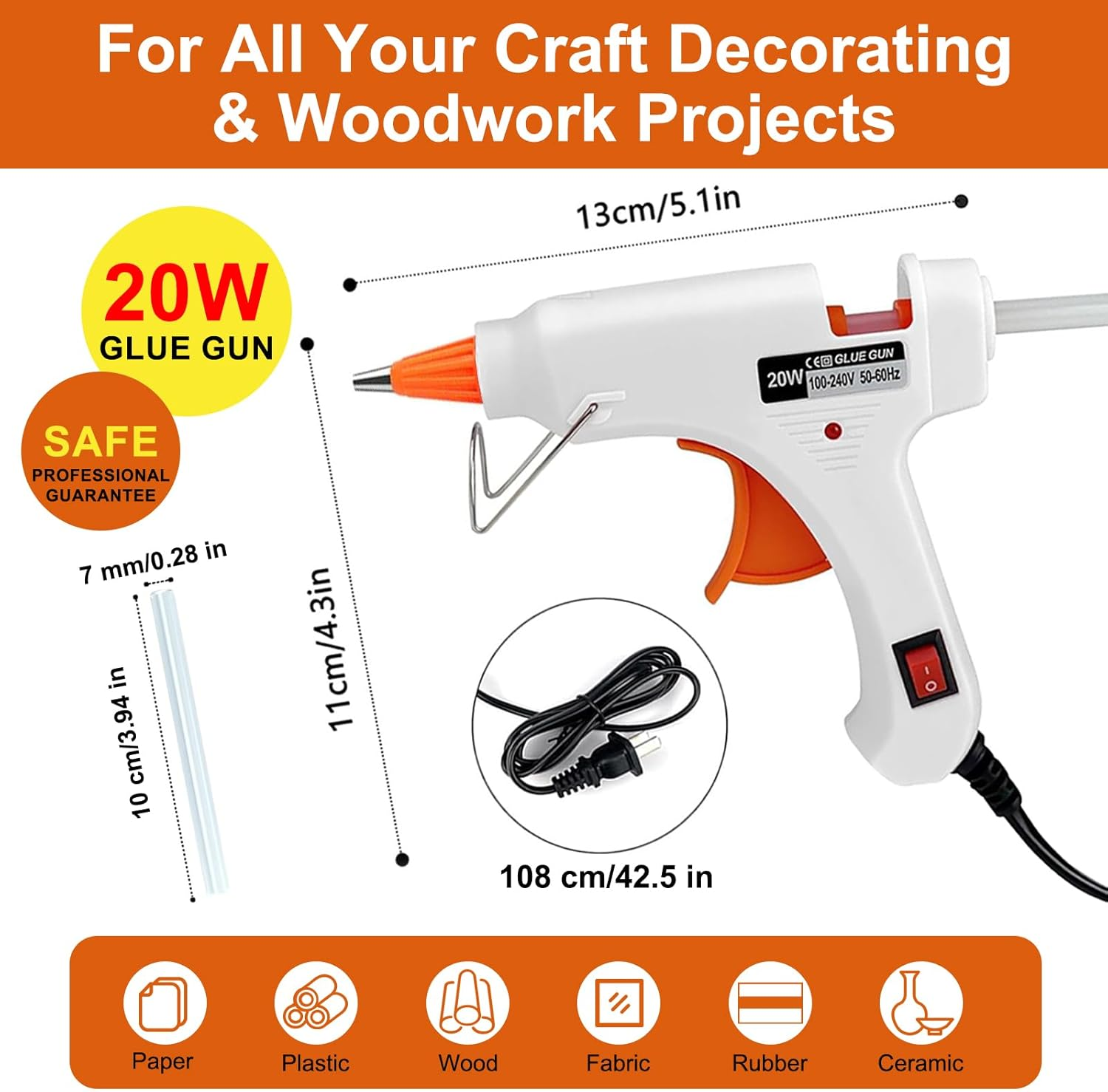 Mini Hot Glue Gun with 40 Glue Sticks, Fast Heating Hot Melt Gun, 20W Glue Gun Kit, Lightweight Craft Gun for DIY, Home Repairs, Kids' School Projects - White image number 2