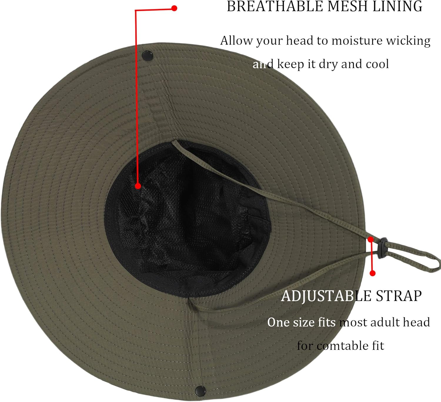 ZLYC Outdoor Extra Wide Brim Sun Hat for Men and Women Waterproof Bucket Boonie Hat - Plain Dark Blue image number 6