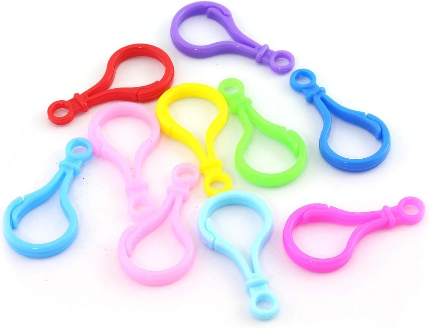 Lobster Clasps 100Pcs, Multicolour Plastic Lobster Claw Clasps for Keychain Supplies, Backpack Clips, DIY Handmade and Crafts image number 6