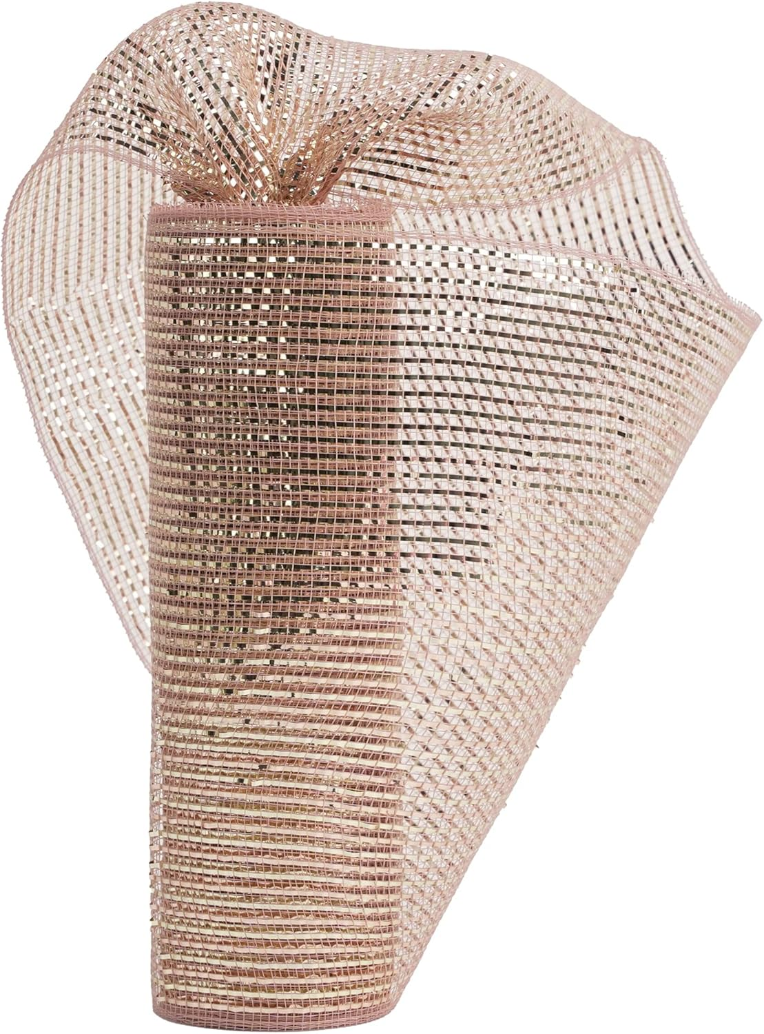 MEEDEE Rose Gold Deco Mesh 10 Inch Wide Ribbon for Christmas Tree, Metallic Mesh Basic Ribbon for Wreath, Wedding, Garland, Staircase, Mailbox Swag Decorating (30 Feet) - Gold Champagne image number 4