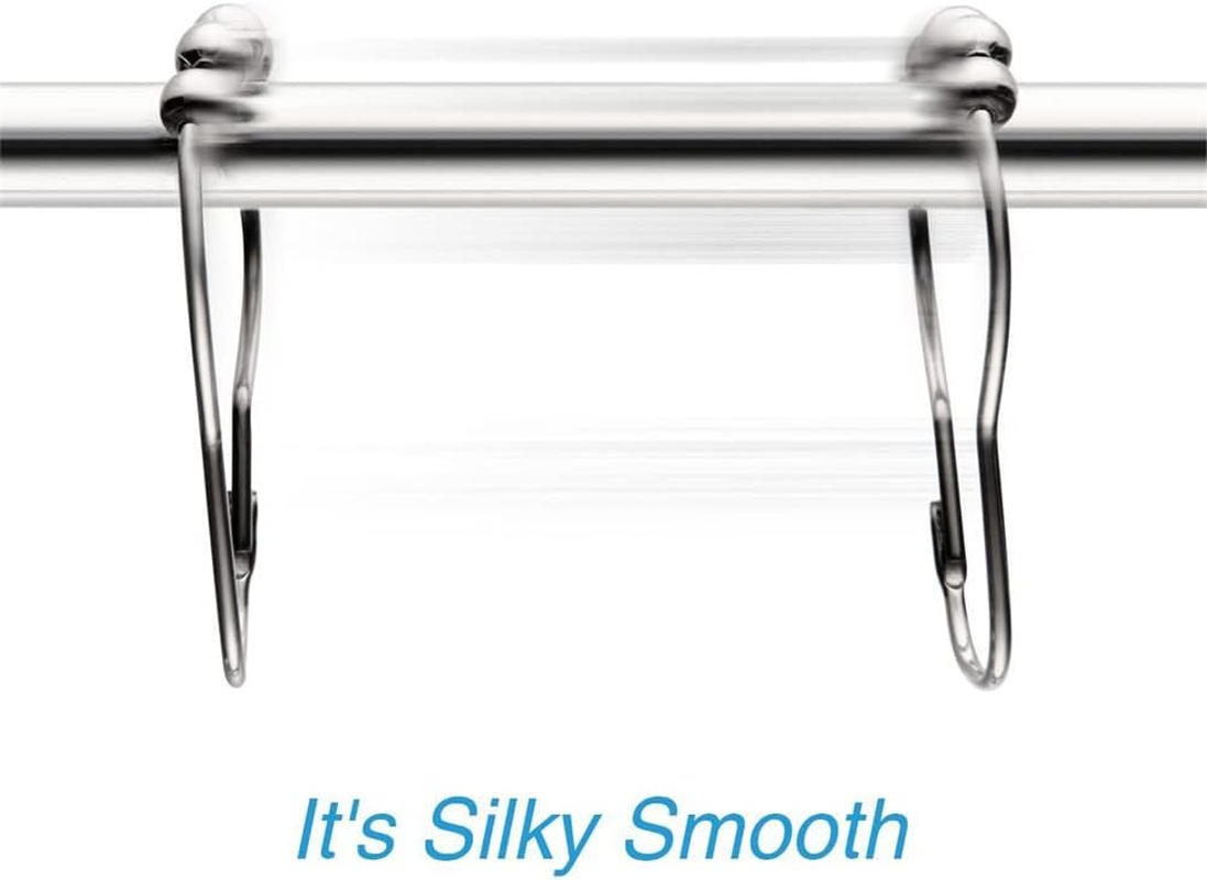 Uigos Shower Curtain Hooks Rings, Rust-Resistant Shower Curtain Hooks Rings for Bathroom Shower Rods Shower Hooks for Curtain - Set of 12, Chrome