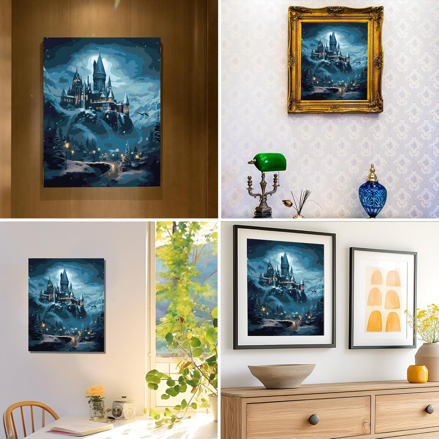 Lixkuokuo Painting by Numbers for Adults Beginners, 40 X 50 Cm, Hary Pote Hogwas Magic School Painting with Canvas Brushes, Acrylic Paints, Large DIY Castle Painting, Craft Set for Home Decoration And