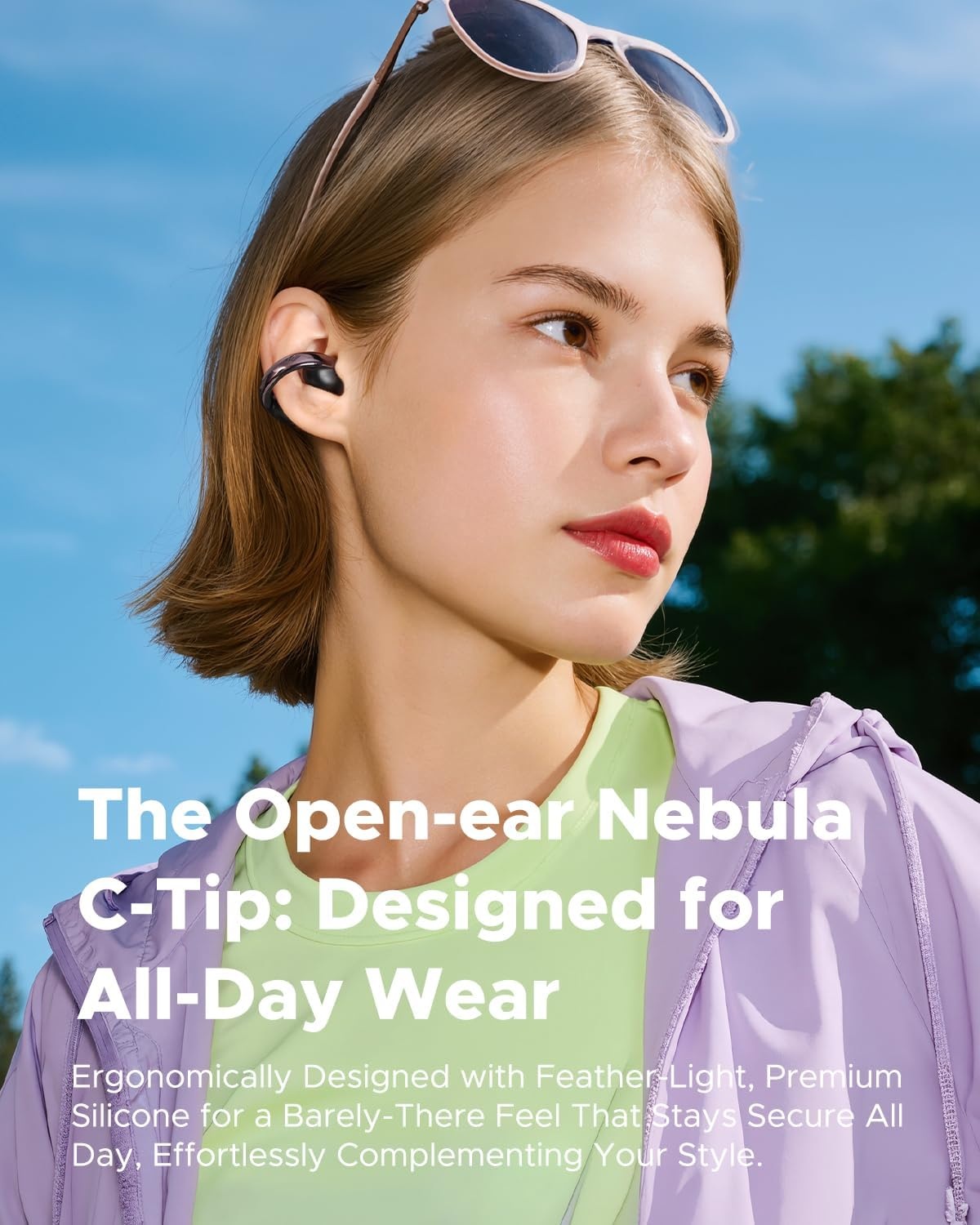 YAMDROK Y1 Lite Open Ear Headphones, Lightweight Wireless Earbuds Bluetooth 6.0 with Digital Display, IPX4, Noise Cancelling Earphones for Calls, 30H, 13Mm Drivers Bass, Stable Fit for Sports