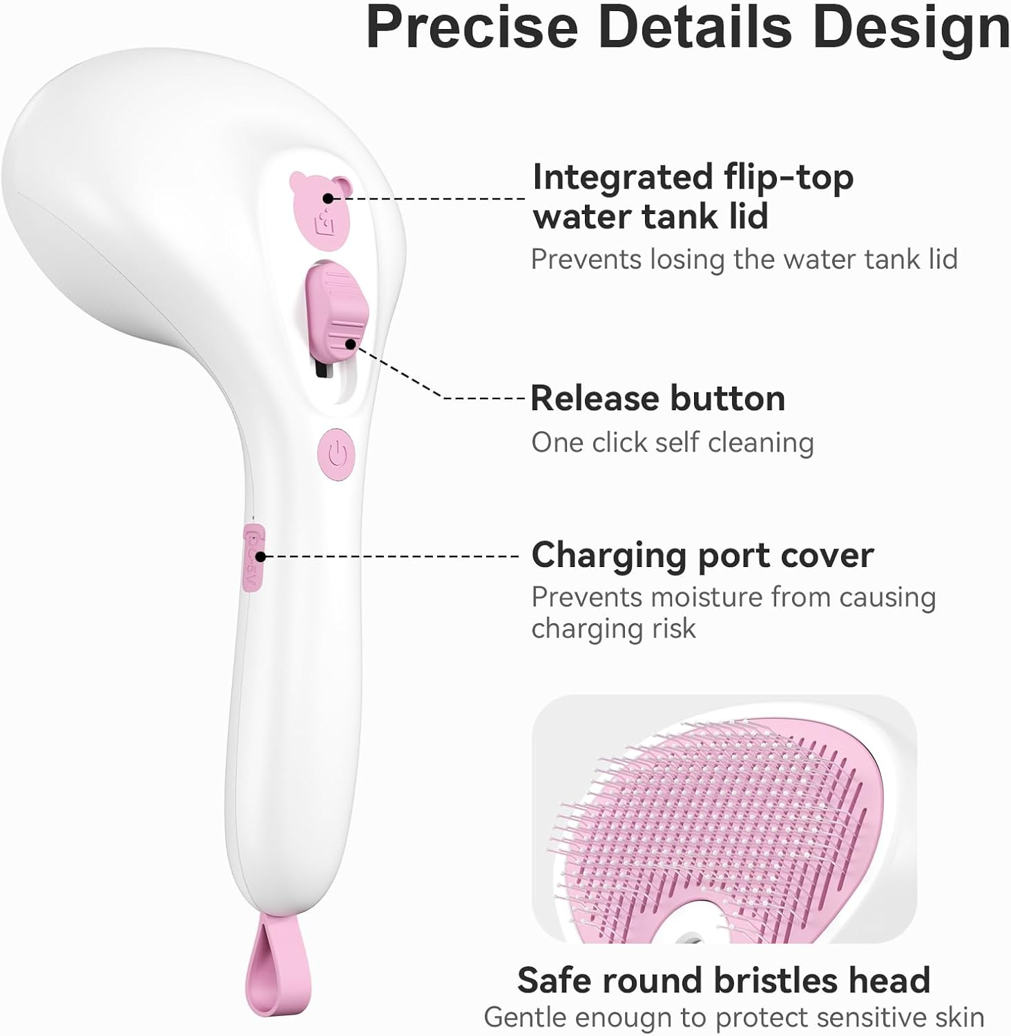 Euqvunn Cat Brush with Steam with Release Button, Ultra Quiet Design/Comfort Handle, Pet Steam Brush, Cat Steamy Brush, Dog Brush, Rechargeable Cats with Spray for Cats, Dogs, Rabbits image number 6