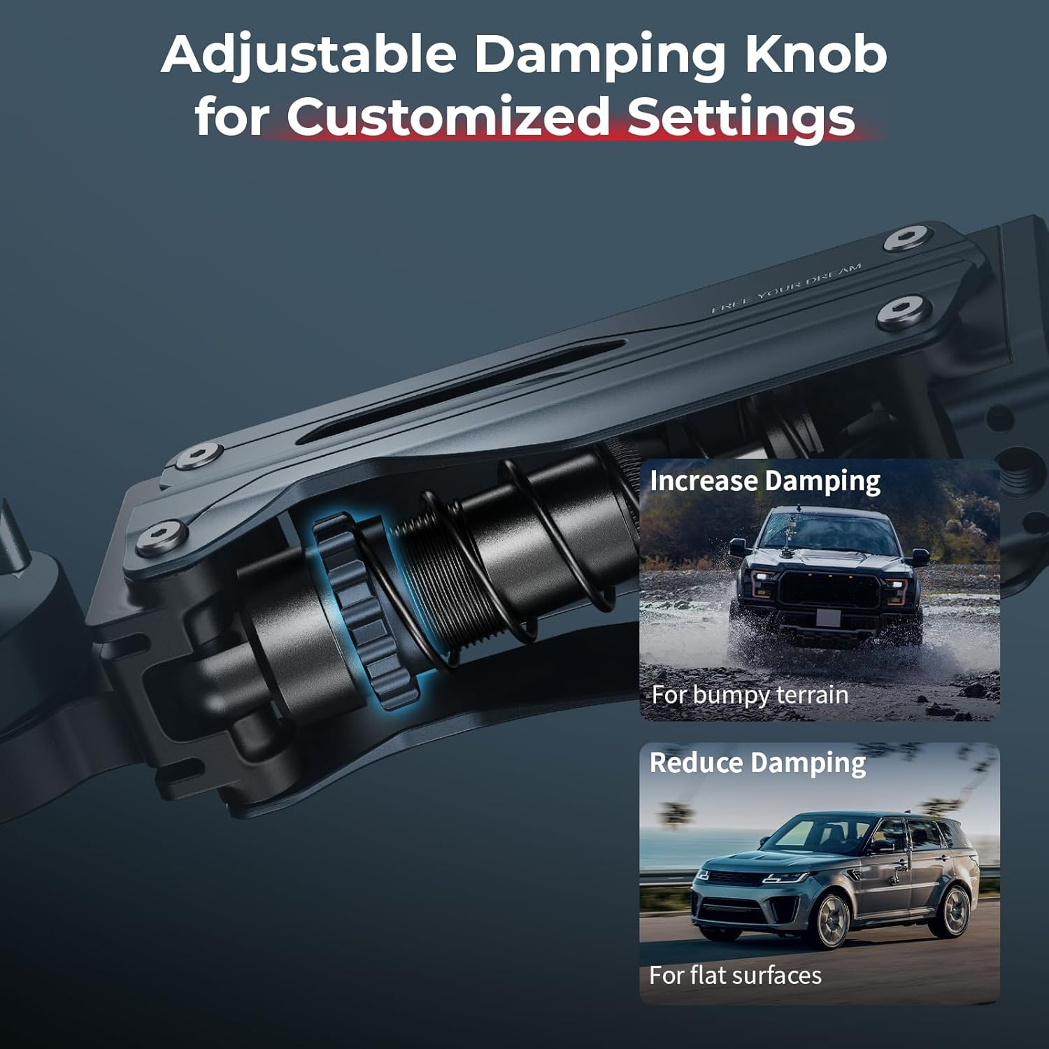 SMALLRIG Mini Shock Absorber Arm, 4-Inch Vacuum Suction Cup, Double Spring and Hydraulic Damping, Car Mount for DJI Osmo Pocket 3/For Gopro Hero13/For Insta360 X4, with Storage Bag - 5123 image number 4