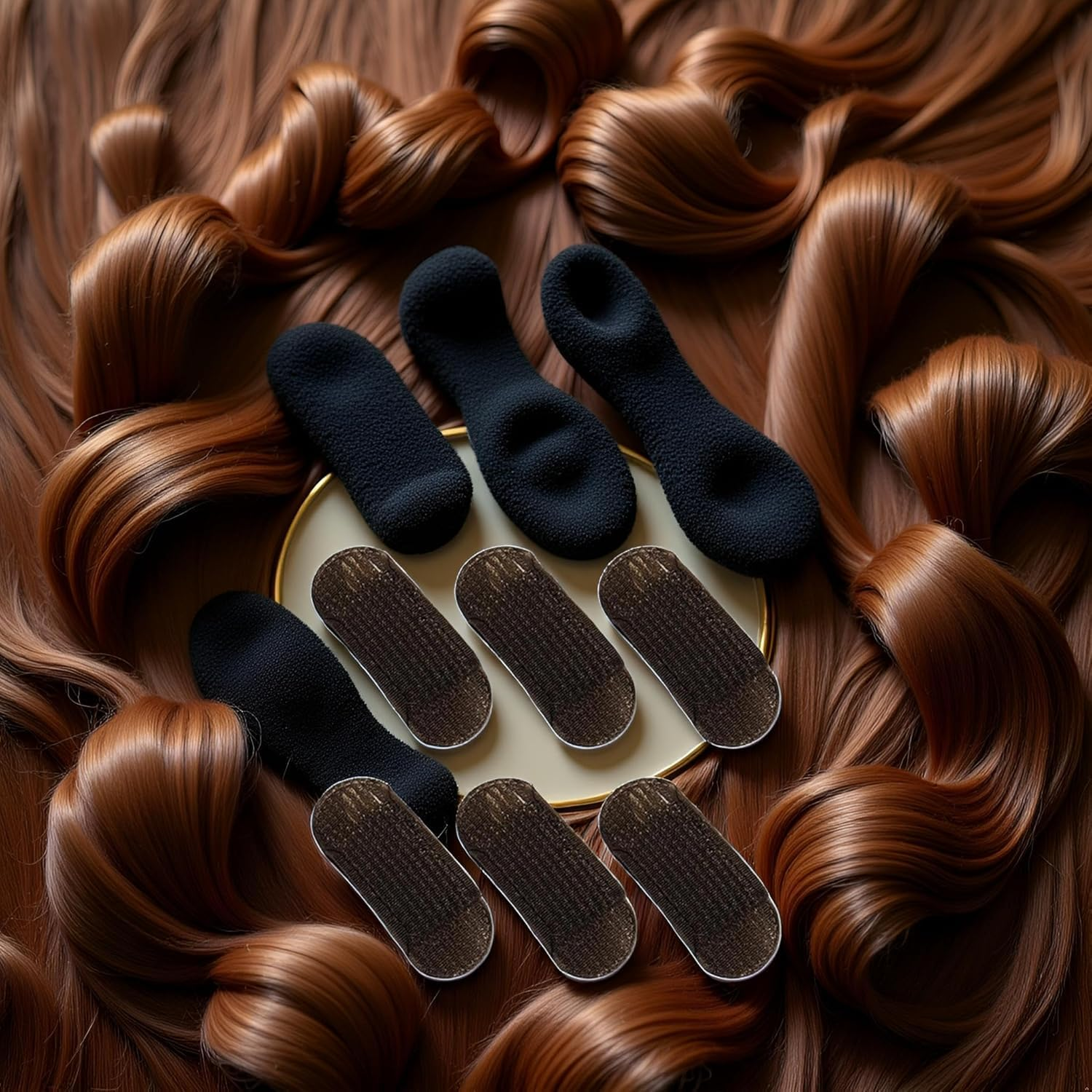 6 Pcs Brown Sponge Volume Hair Bases Volume Inserts Hair Clip Fluffy Cushion Bump It up Piece Styling Pad for Women Girls Clips Barrettes Accessories image number 5