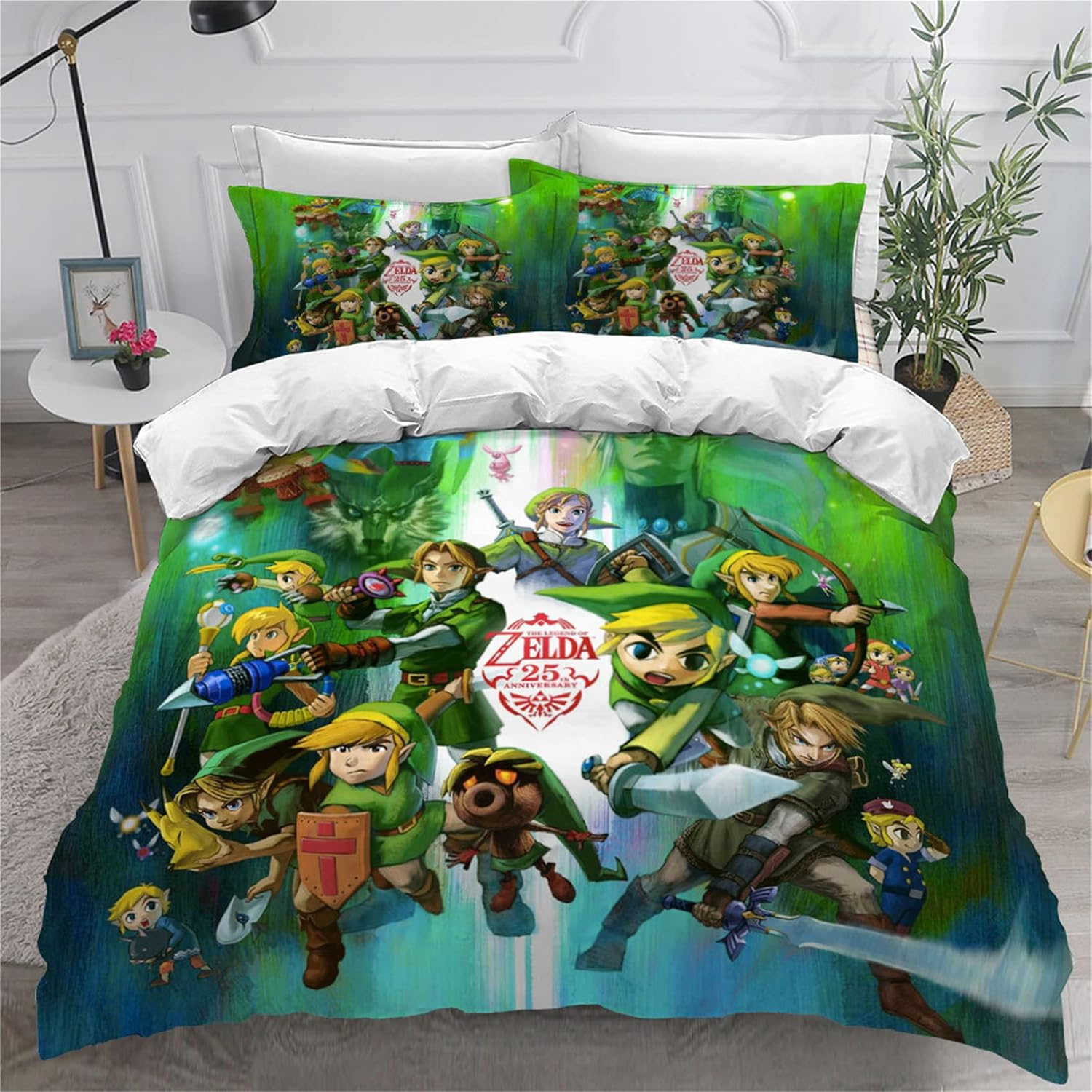 3 Pieces the Legend of Zelda Duvet Cover Set Lightweight Bedding Set for Kids Teen All Season Duvet Cover Zipper Closure