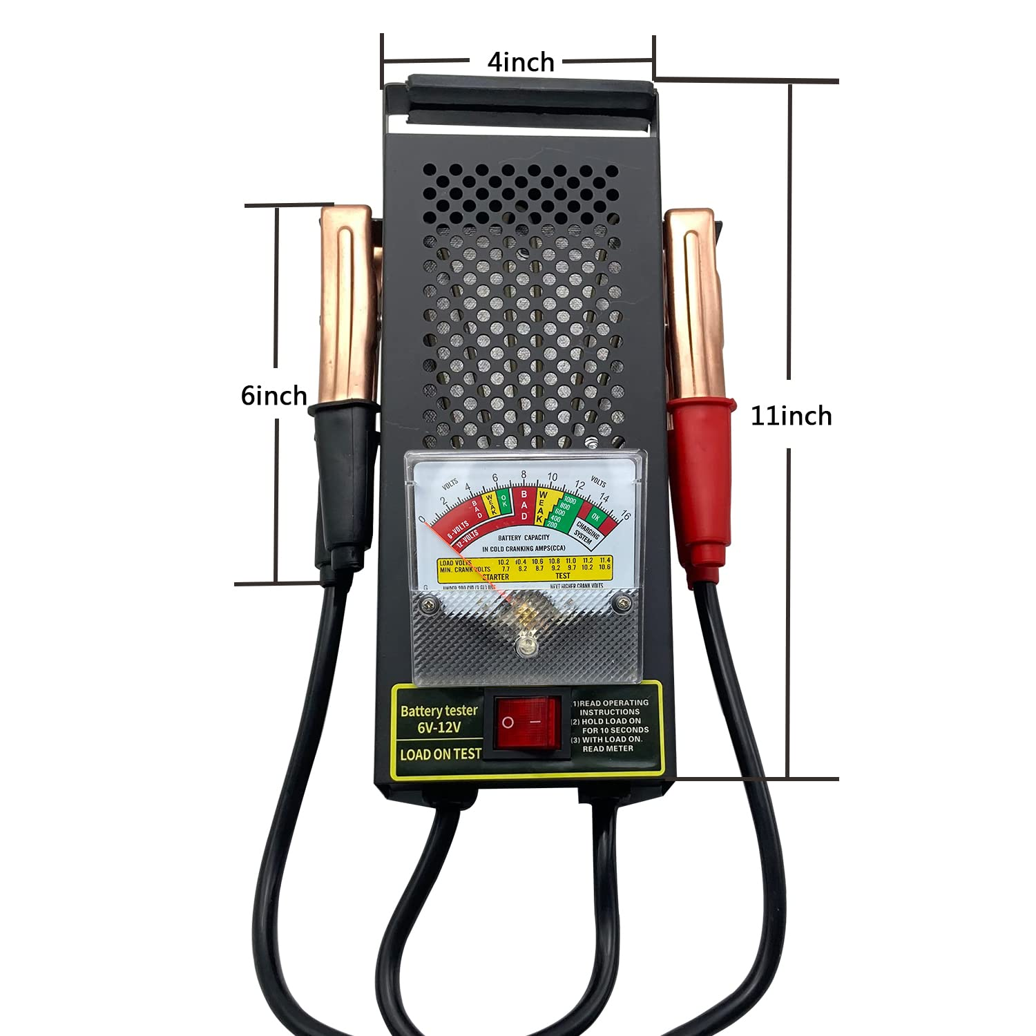 Battery Load Tester, Car Battery Load Tester 6V 12V Battery Alternator Tester with Voltmeter and Alligator Clips for All Batteries Car, Rvs, Motorcycles, ATV, Boats image number 6