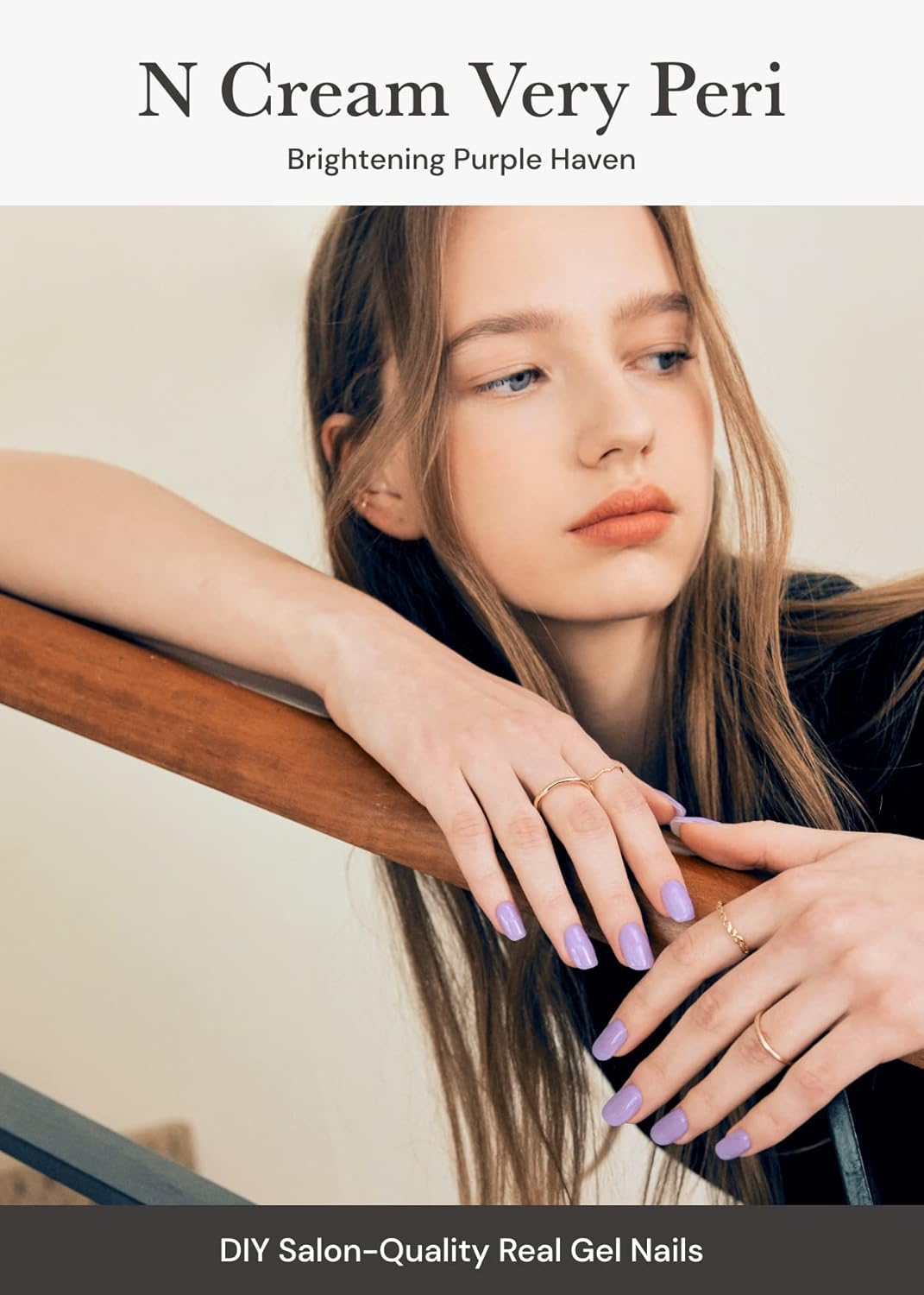 Ohora Semi Cured Gel Nail Strips (N Cream Very Peri) - Purple, Solid, Works with UV/LED Lamps, Salon-Quality, Long Lasting, Easy to Apply & Remove - Includes 2 Prep Pads, Nail File & Wooden Stick image number 1