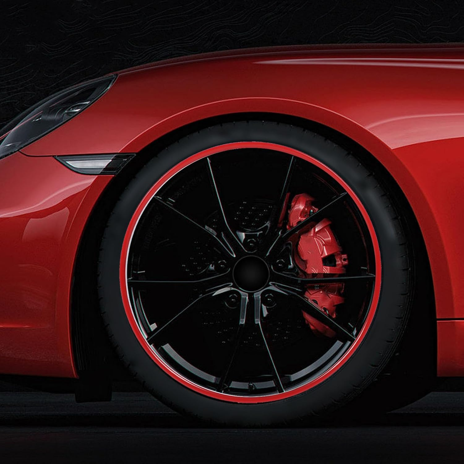 Jiawu 4Pcs Wheel Rim Protector, Wheel Rim Protectors Guard Strip for 18 Inch Hub, Car Wheel Hub Rim Protector Ring, Universal Tire Trim, Easy to Install (Red) image number 2