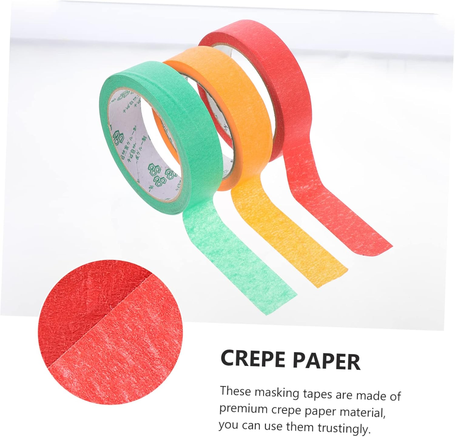 HOMSFOU 7Rolls Sticky Wrinkle Paper Tapes Masking Tape for Repair Bright Colors