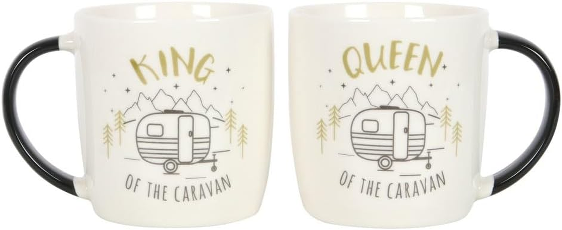 Something Different Set of 2 New Bone China Mugs - King and Queen Couples Caravan Mug Set - from the Happy Camper Range image number 1