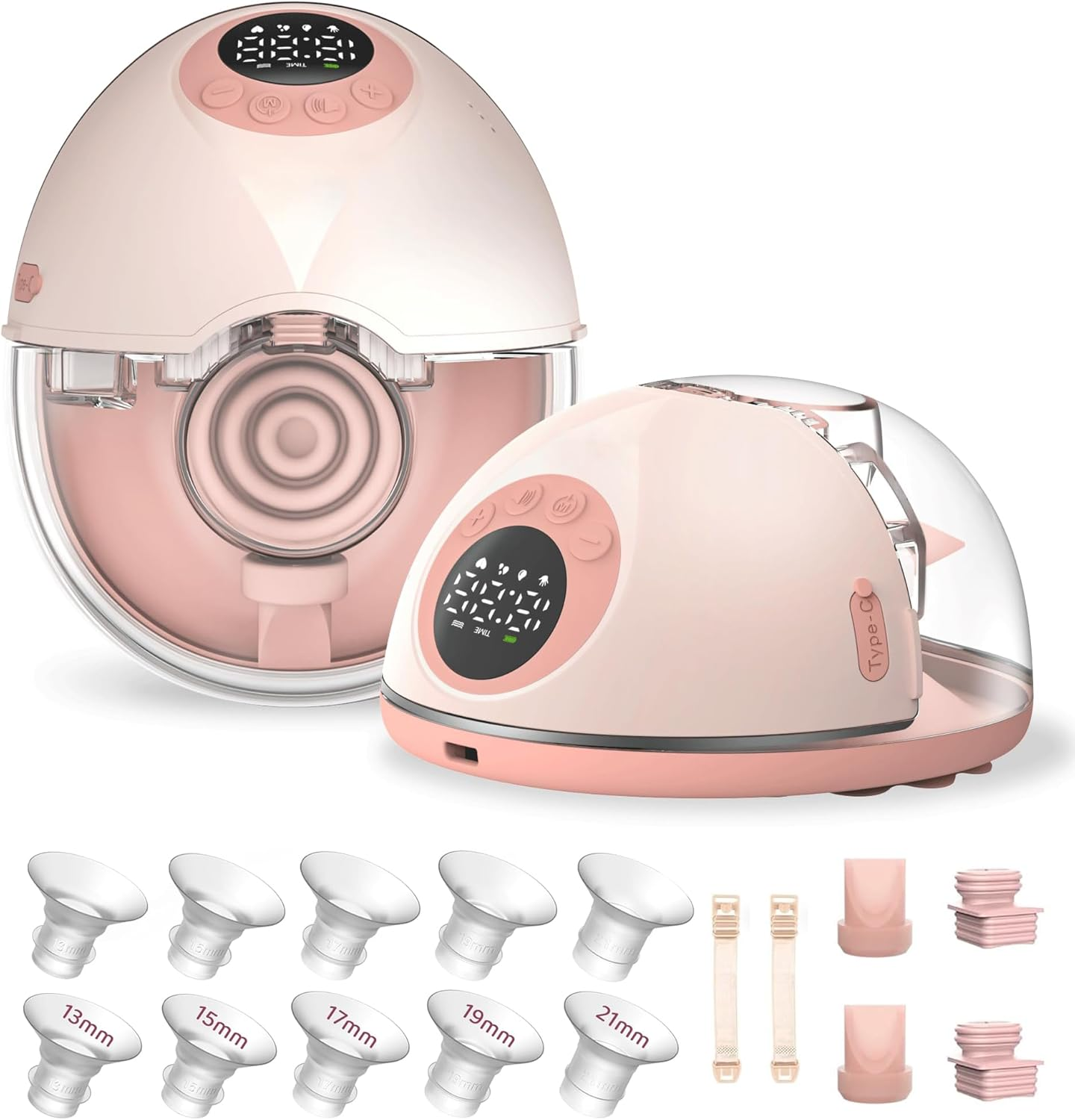 Hands Free Breast Pump Wearable with Voice Announcement, MY-381 - Strong Suction, Low Noise, Wearable Breastfeeding Pump with 4 Mode &12 Levels, 24Mm - 17/19/21/Insert/Flange, 2 Pack image number 4