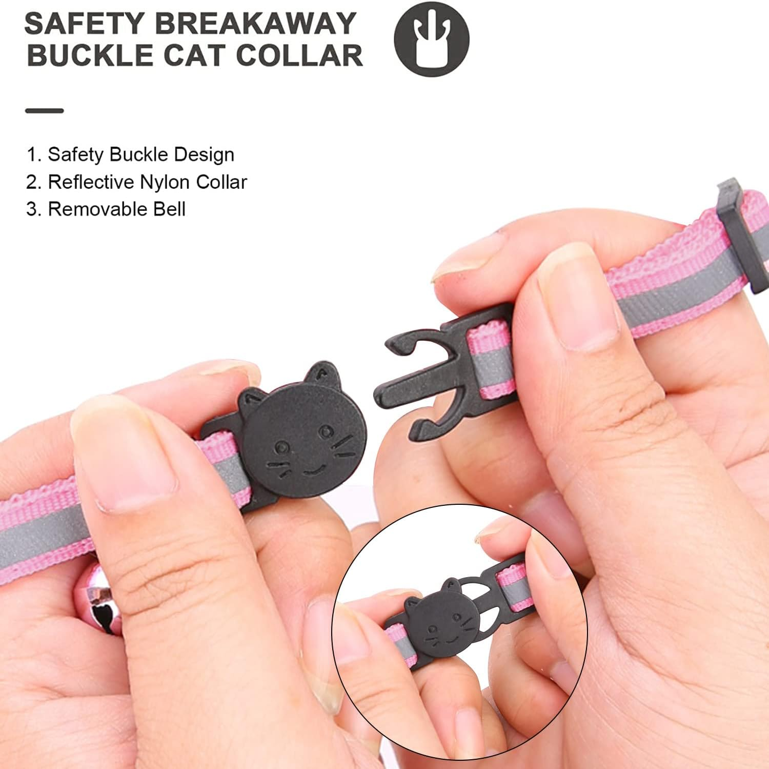 3 PCS Airtag Cat Collars, Reflective Kitten Collar with Breakaway Bell, Dog Collar Accessory with Safety Buckle for Apple Air Tag, Cat Collar Waterproof Airtag Holder Quick Release for Puppy (PK) - Bl image number 7