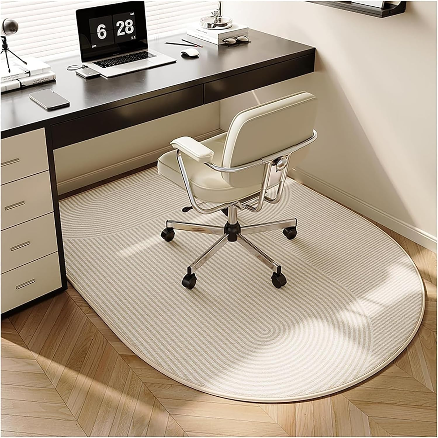 Office Chair Mat for Hardwood Floor, 120X90Cm Non-Slip Backing Floor Mats, Easy Glide Computer Desk Mat Protector for Rolling Chair under Desk Rug-Gold