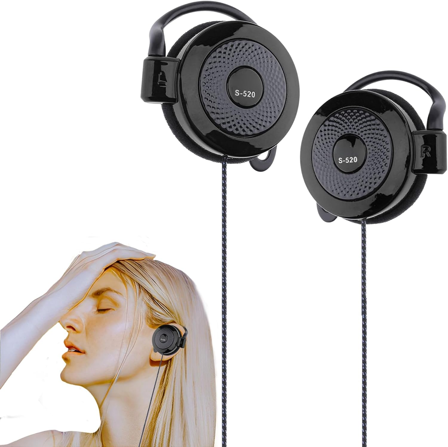 Clip Earphones Wired - 3.5Mm Ear Hook Stereo Earbuds - Compatible with MP4 and Most Mobile Phones for Running Hiking Exercising and Daily Life Buniq