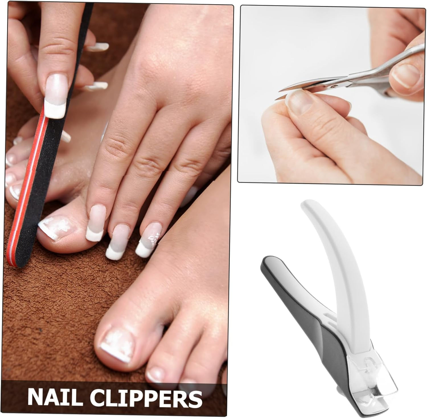 LIFKOME Manicure Shaped Nail Clipper with Non Slip Matte Handle Ergonomic Nail Trimmer Precision Trimming Tool and Clean Workspace image number 2