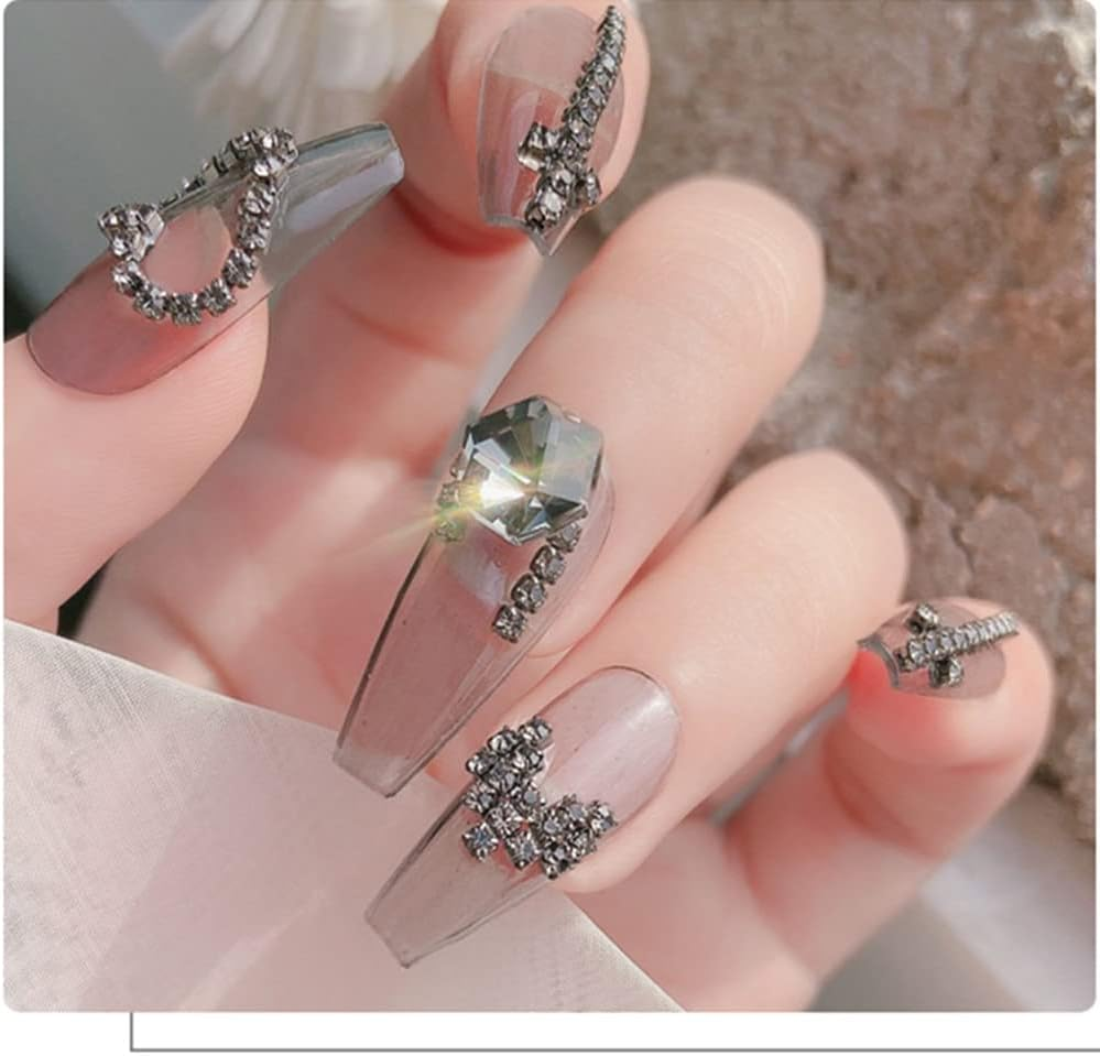 PTGMH 140 Pcs Crystals Rhinestones Set Nail Gems Pink Rhinestones Iridescent Clear Crystals Shiny Sharp Bottom Aurora 3D Nail Charms Nail Decorations for Nail Designs (Colorful) image number 6