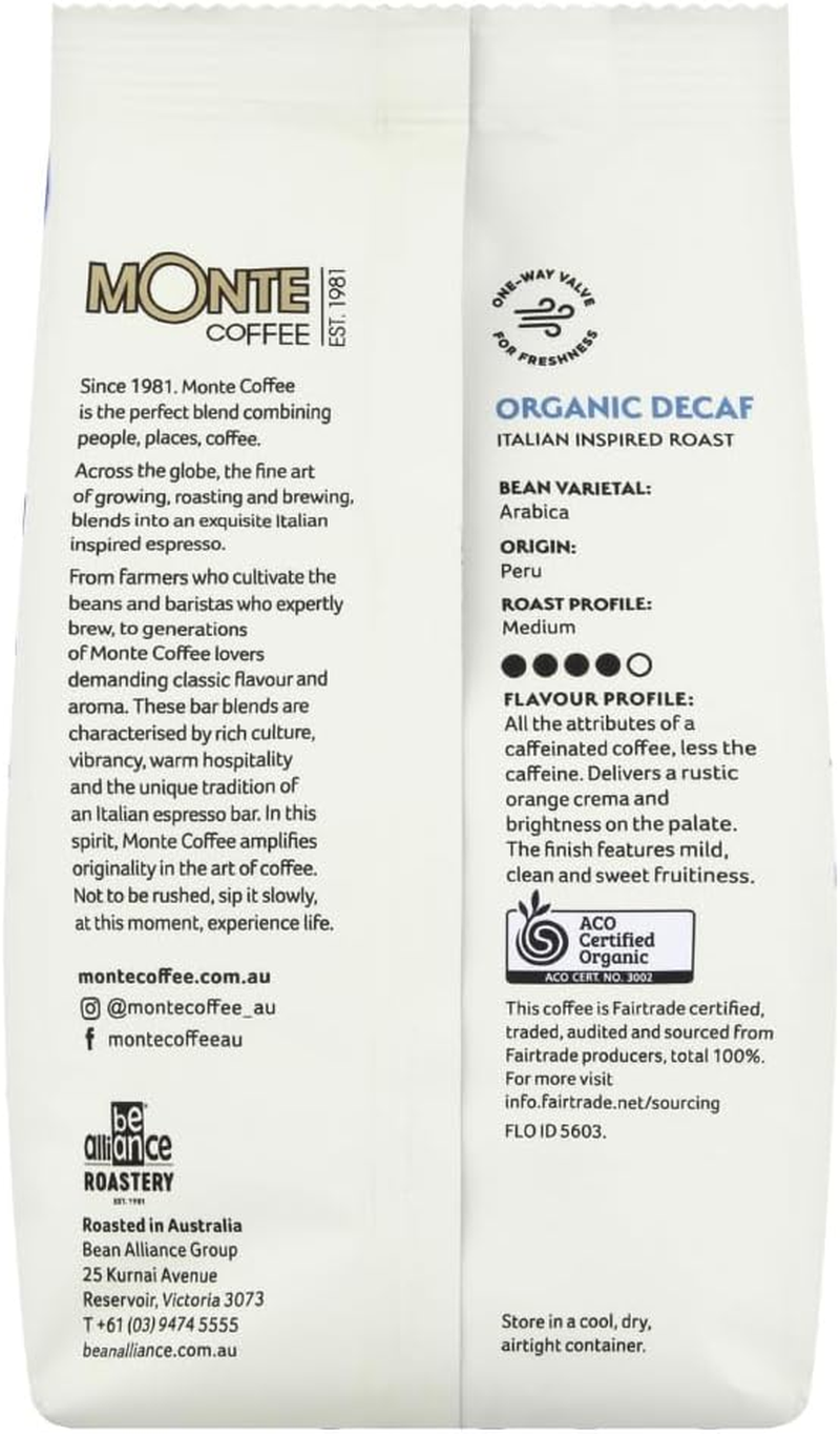 Monte Fairtrade Ground Coffee (250G, Organic Decaffeinated) image number 2