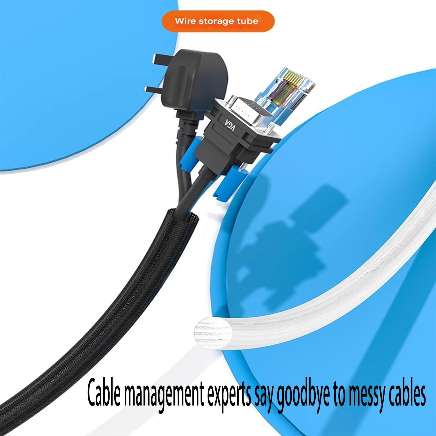 FRYI888YUNK Pet Cord Protector, 6.6Ft (2M) - 1/2 Inch Expandable Braided Cable Sleeve, Chew Resistant Cord Cover for Dogs & Cats, Flexible Wire Loom for Home, Office, USB, Power & Audio Cables (White) image number 1