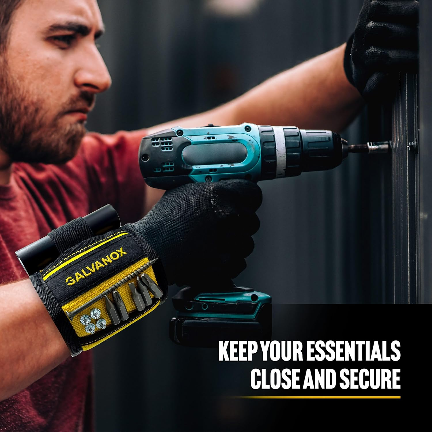 Galvanox - Magnetic Wristband with Hands Free Work Light (3 Modes) for Holding Screws, Nails and Drill Bits, Durable Nylon with Powerful Magnets, Tool Gift for Men, Dad, Husband, image number 2