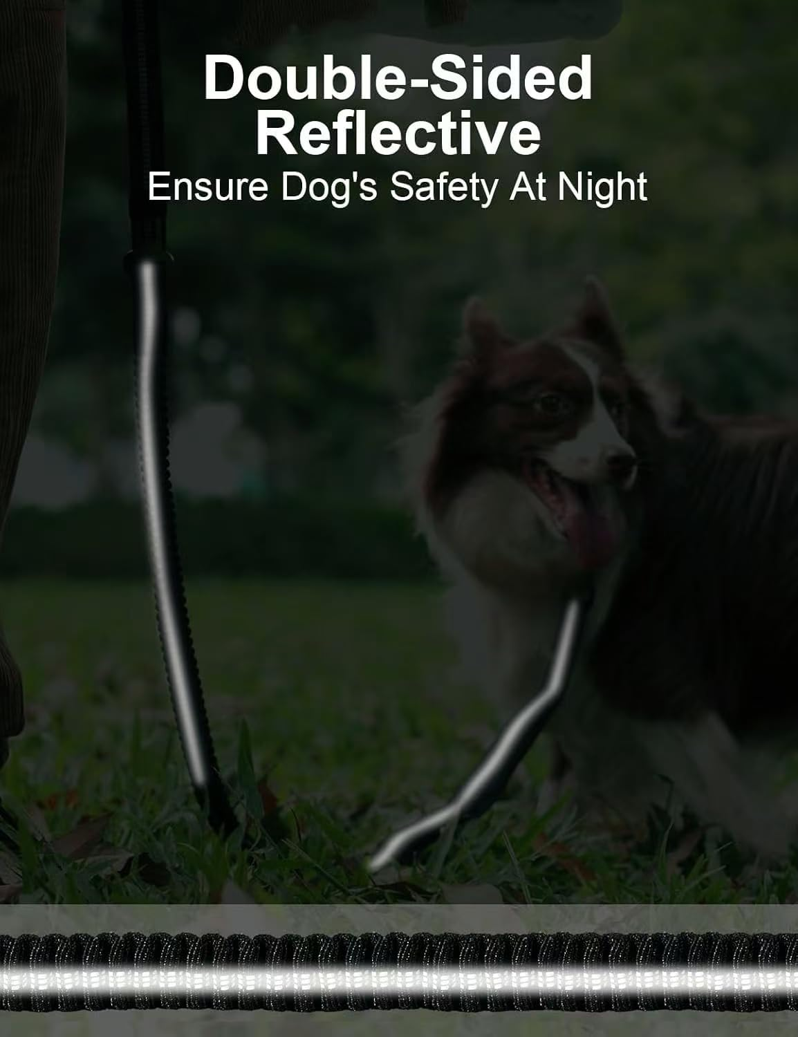 Heavy-Duty Dog Leash, 4-6 Feet Shock-Absorbing Tactical Dog Leash, Advanced Simple Metal Clips and No Traction Reflective Leash, Suitable for Middle-Sized and Large Dogs (Hyena Brown). - Black image number 7