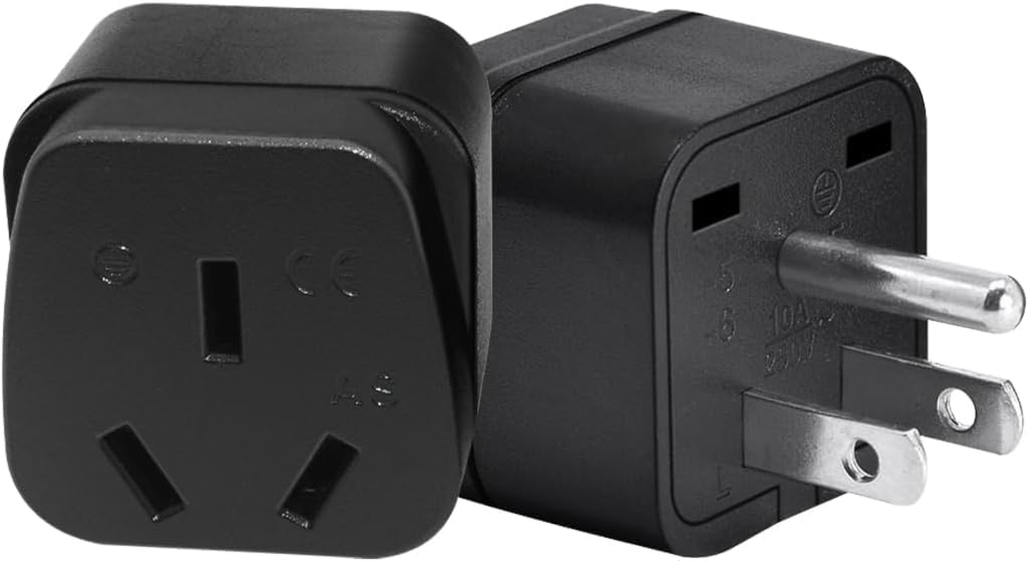 NEMA5-15P to AU AS3112 Power Converters, Toptekits USA Nema 5-15P Plug to SAA Australia Female Socket AC Electrical Adapters,Au US Plug Adapter.Usa AU Outlet Plug Adapter (Adapter Black,2-Pack) image number 6