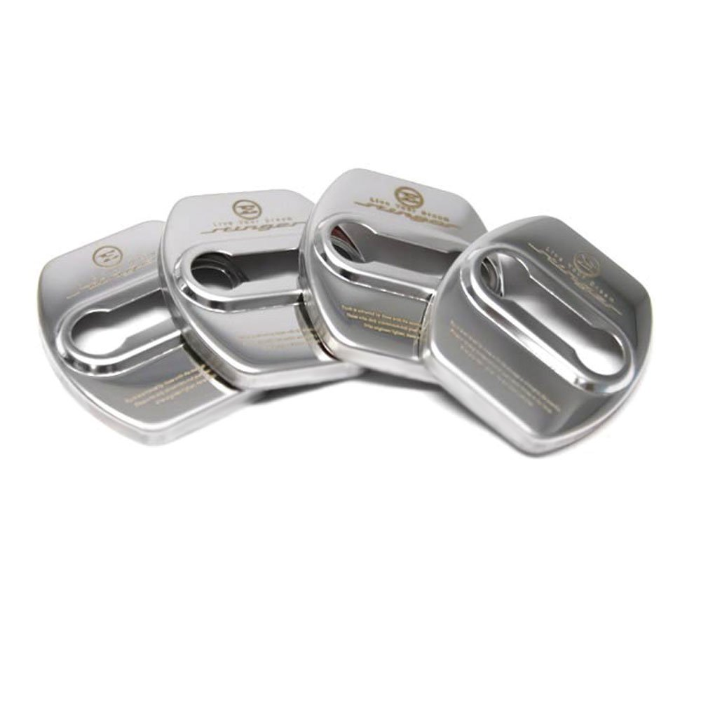 Four1Korea Stainless Steel Car Door Lock Striker Cover Decoration and Protection Buckle Trim for Kia Stinger 2017 2018 (Silver)