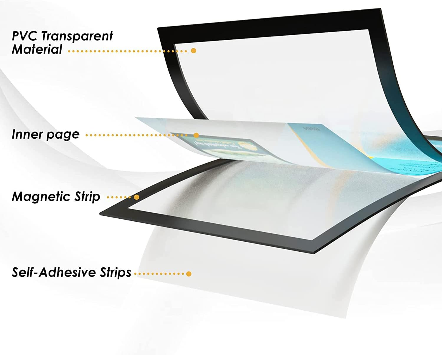 3 Pcs Magnetic Wall Sign Holder A4 Self-Adhesive Plastic Picture Frames Double-Sided Dispaly for Door Window Cupboard Shop Showroom Office Store image number 5