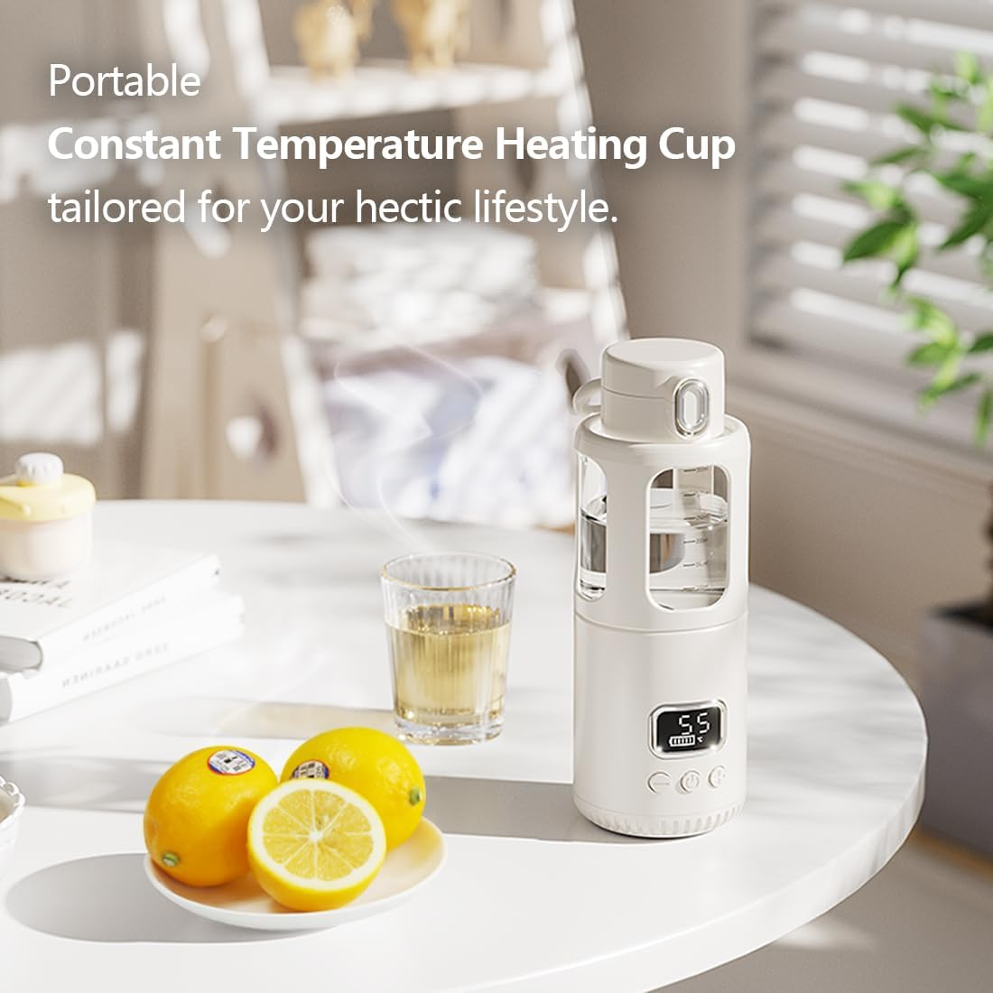 Temperature Control Milk Warmer,Portable Heating Cup with LCD Display 37&deg;C-55&deg;C Water Warmer for Instant Breastmilk, Formula with 12 Ounces Big Capacity image number 3