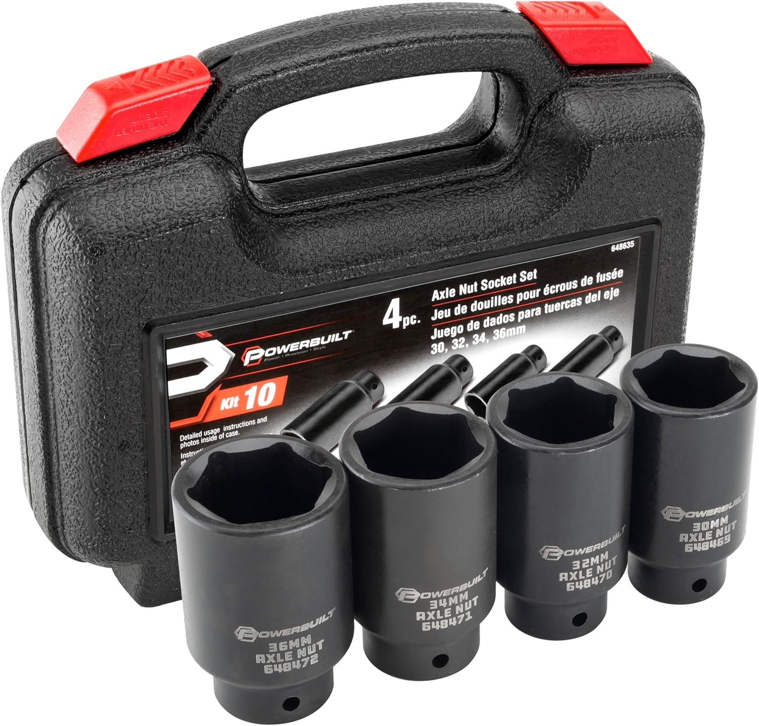 Powerbuilt 648635 Kit 10 Axle Nut Socket Tool Set image number 2