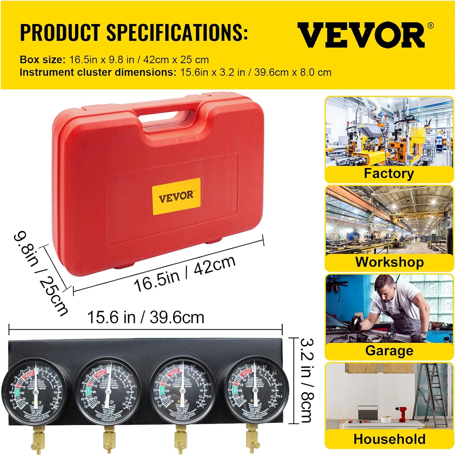 VEVOR Fuel Vacuum Carburetor Synchronize Tool Kit Fuel Vacuum Carburetor Synchronizer Carb Sync Gauge Set with Rubber Hose image number 4