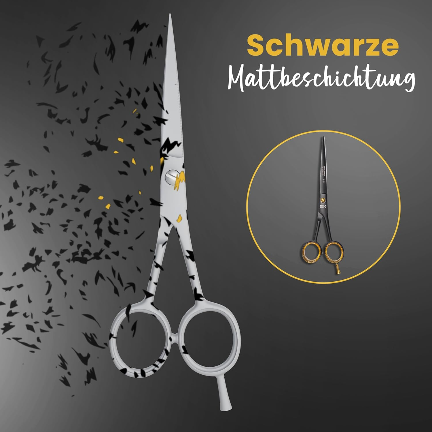 SK STAHLWAREN Hair Scissors 6.5 Inch Premium Rustproof Micro-Toothed Hairdressing Scissors Hair Cutting Scissors for Women, Men and Children for Strong and Fine Hair image number 4