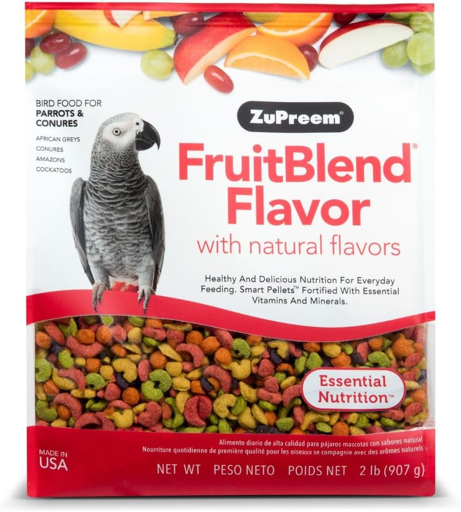 Zupreem Fruitblend Bird Pellets, Daily Bird Food for Parrot, Conure, Caique, African Grey, Eclectus, Small Cockatoo, Core Nutrition for Medium Large Birds, Parrot Food, 900G image number 2