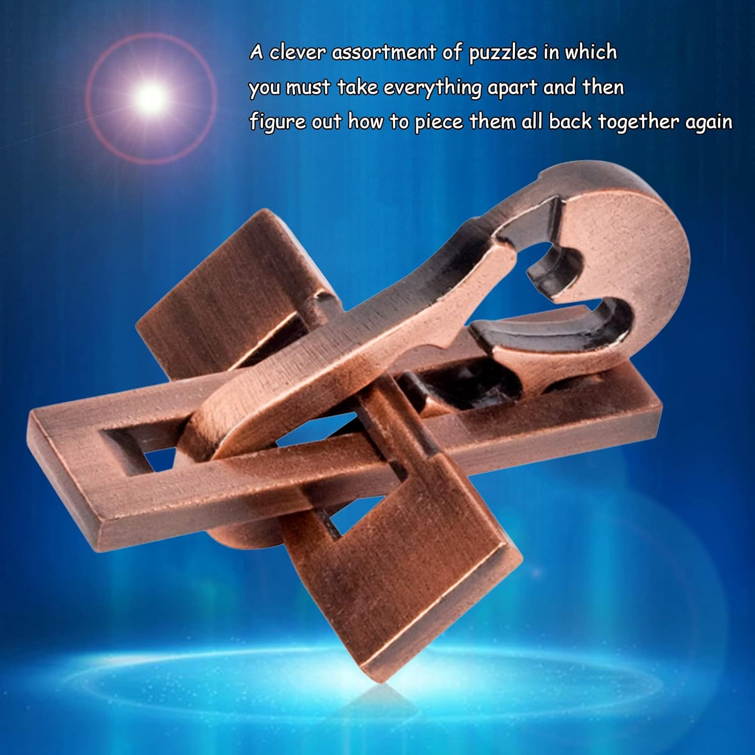 Roseflower 15 Pcs IQ Test Puzzle Brain Teaser Metal Wire Puzzles Mind Game Educational Toys Disentanglement Unlock Interlock Game Magics Trick Toy for Party Favor Kids Adults Challenge Interlock Game - 1 image number 5