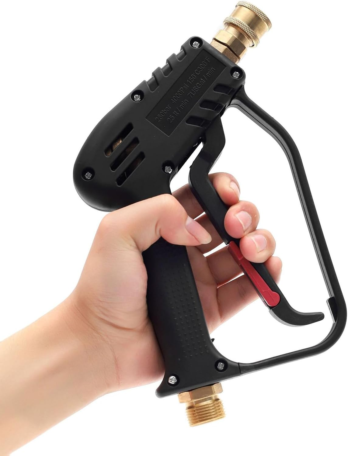 Short Pressure Washer Gun, 4000PSI 360&deg; Rotatable Swivel High Pressure Water Washer Handle, Car Washer Extension Wand Power Washer Gun for Foam Cannon and Nozzles image number 5