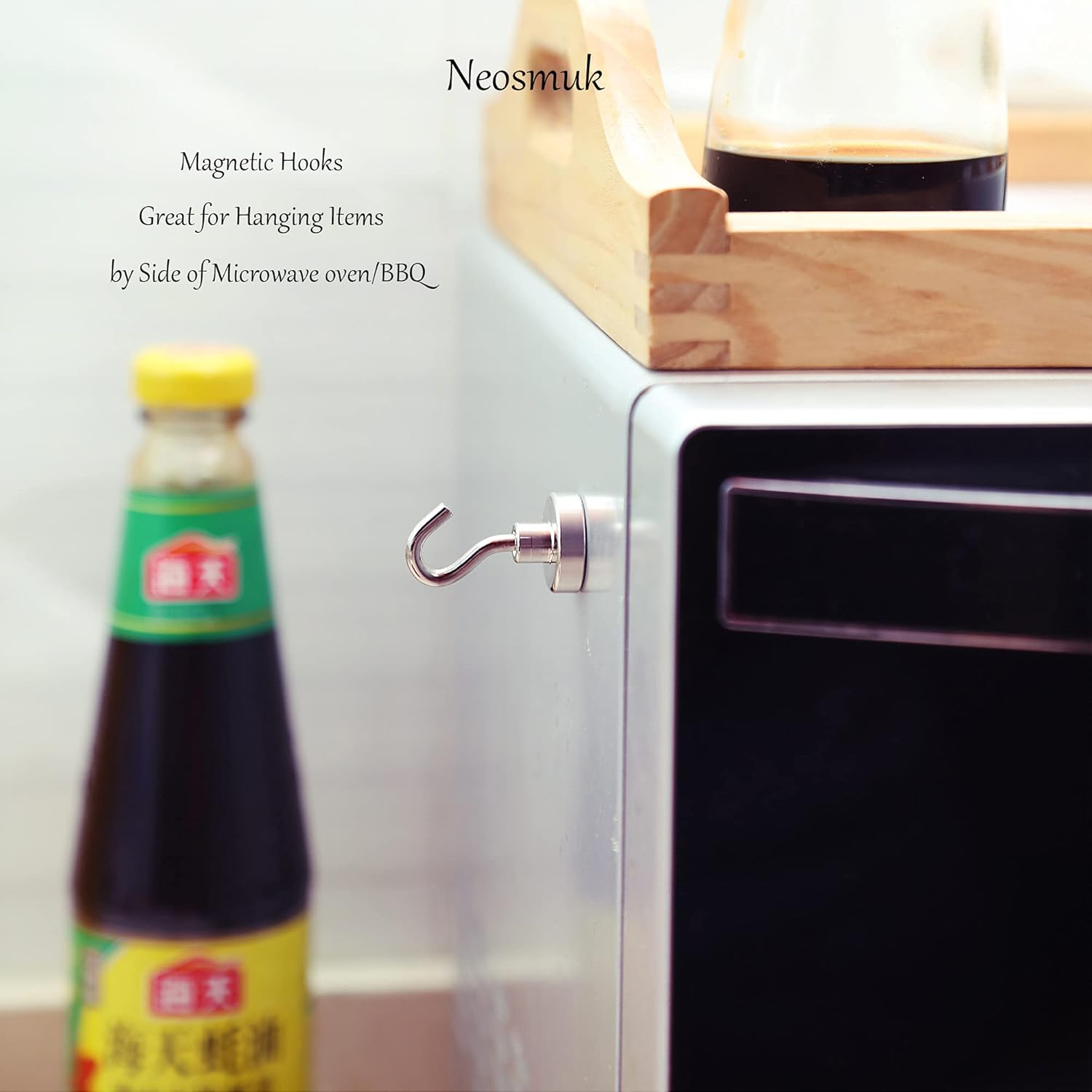 Neosmuk Magnetic Hooks, Heavy Duty Earth Magnets with Hook for Refrigerator, Extra Strong Cruise Hook for Hanging, Magnetic Hanger for Cabins, Grill (Silvery White, Pack of 10) image number 3