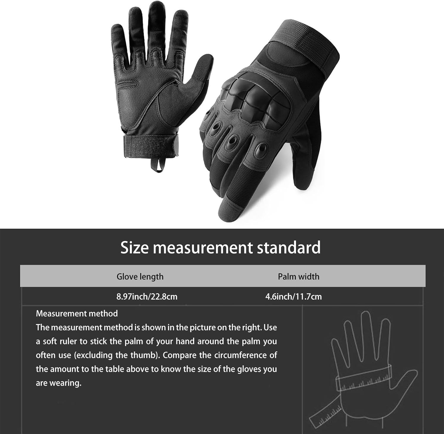 Motorcycle Gloves for Men Women Cycling Gloves with Hard Shell Knuckle Protection Full-Finger Gloves for Outdoor Sports Riding Work Climbing Hiking Training (Black)