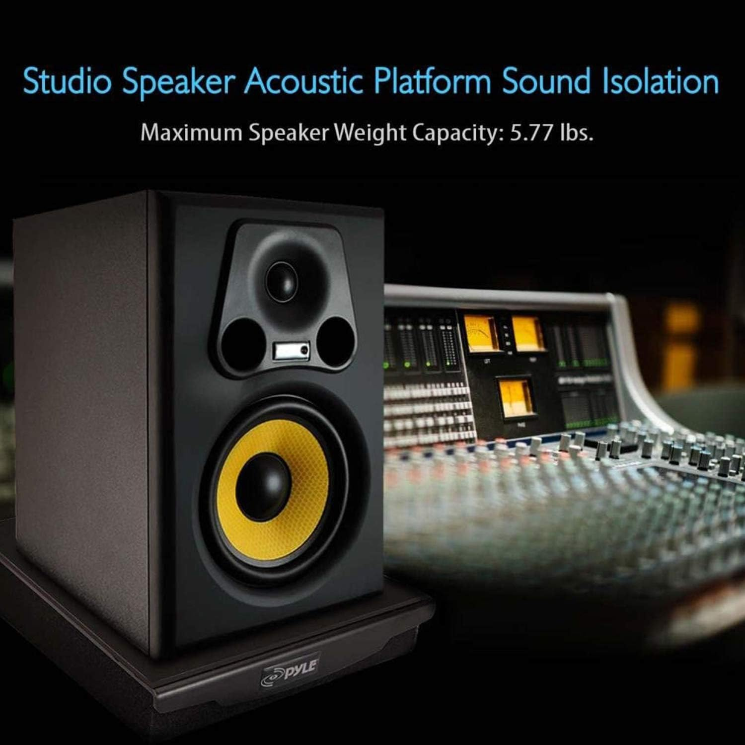 Pyle Sound Dampening Speaker Riser Foam - Audio Acoustic Noise Isolation Platform Pads Recoil Stabilizer W/ Rubber Base Pad for Studio Monitor, Subwoofer, Loud Speakers (10.4 X 13 X 2.8 Inch) image number 2