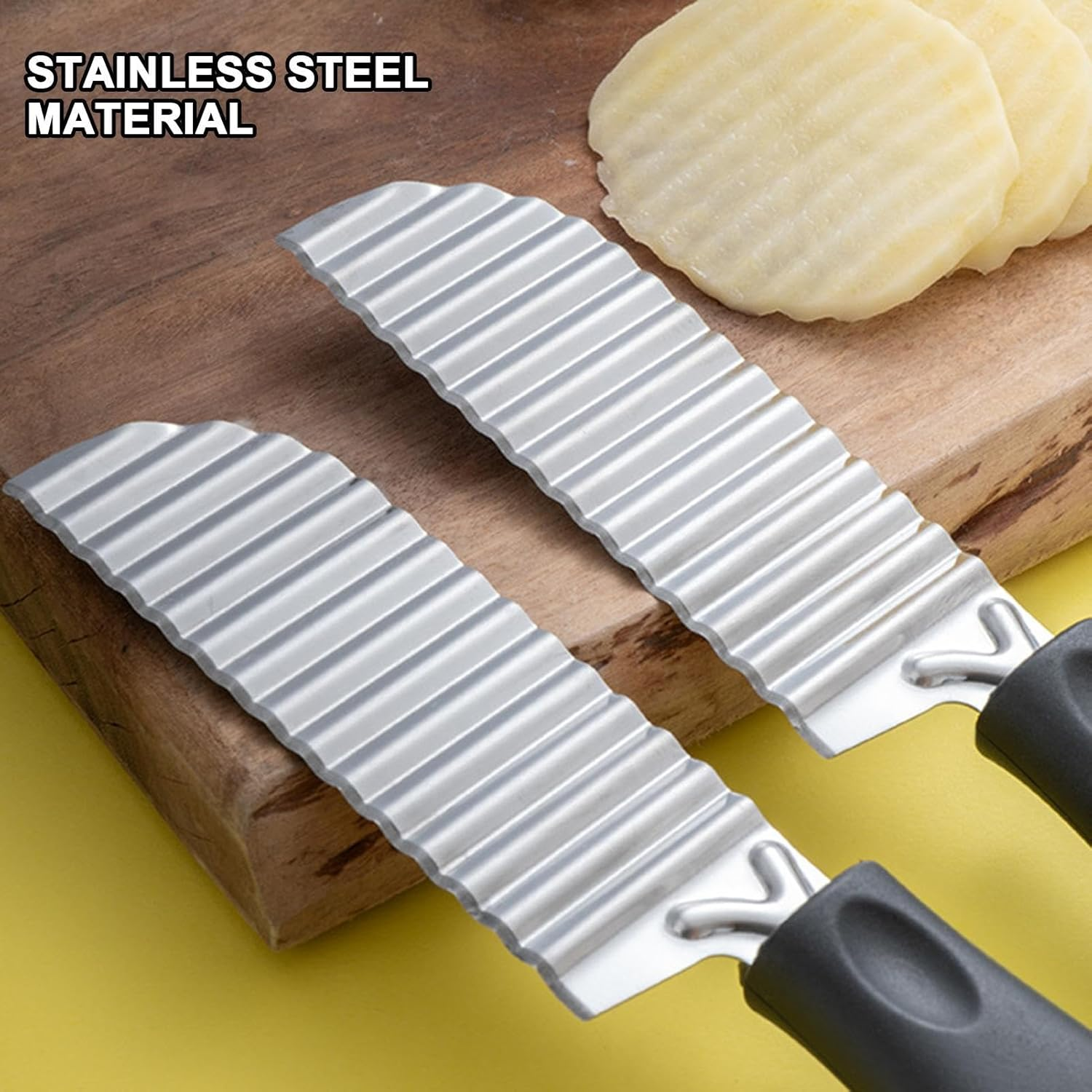 Crinkle Cutter | Kitchen Crinkle-Cut Wave Slicer,Handheld Ergonomic Chopper Tools for Cutting Vegetable Fruit Corn Cucumber Bread Home Cooking image number 4