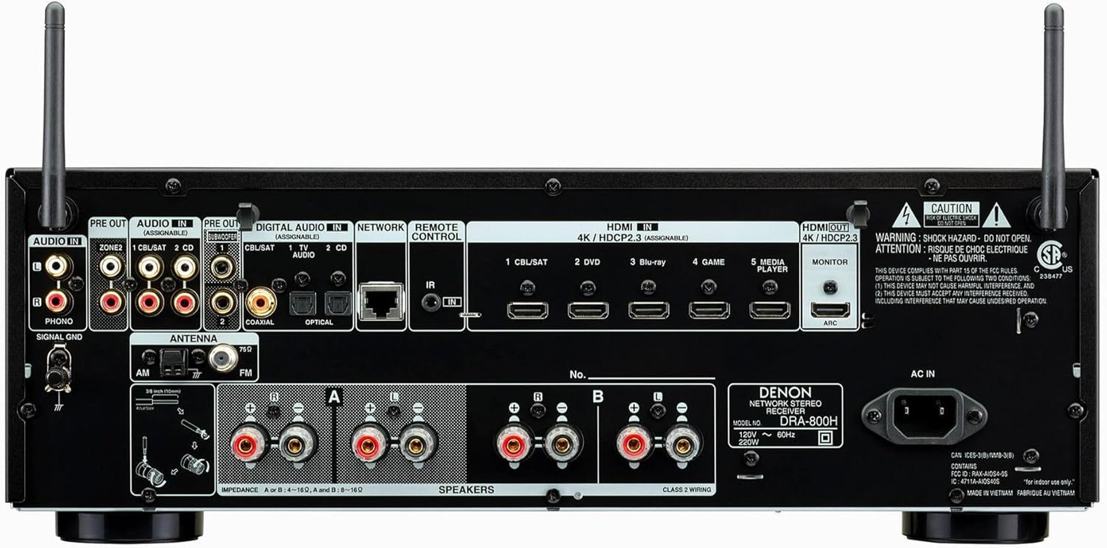 Denon DRA-800H 2-Channel Stereo Network Receiver for Home Theater | Hi-Fi Amplification | Connects to All Audio Sources | Latest HDCP 2.3 Processing with Arc Support | Compatible with Amazon Alexa image number 2