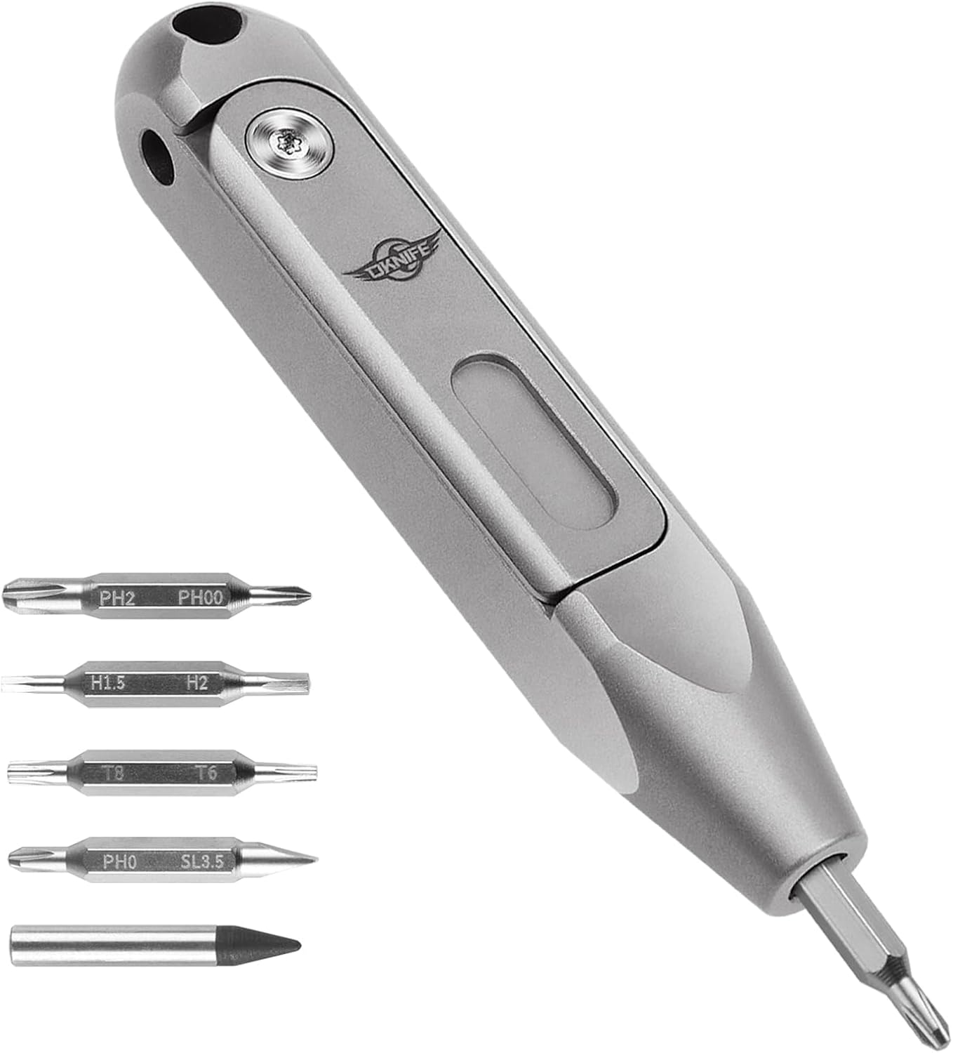 OKNIFE Otacle D1 EDC Multi-Bit Pocket Screwdriver, 8 in 1 Mini Screwdriver Set Magnetic Repair Multitool for Computer Eyeglasses Daily Home Improvement Use (Titanium Sliver)