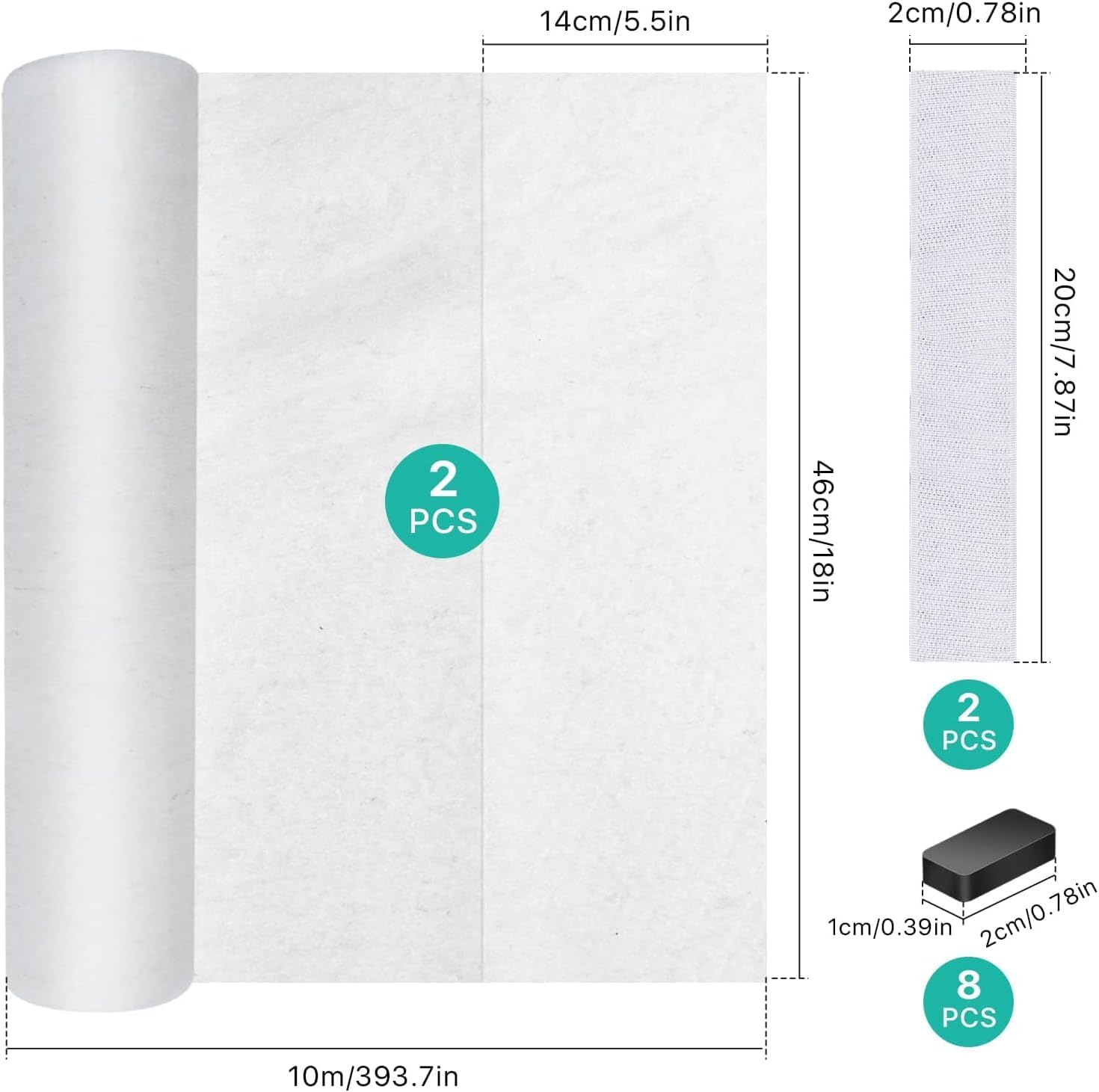 Range Hood Filters, Nonwoven Fabric Range Hood Replacement Filter with Adhesive Strips and Magnetic Block, anti Oil Filter Paper for Kitchen (2*Range Hood Filters 2*Adhesive Strips 16*Magnetic Blocks) image number 2