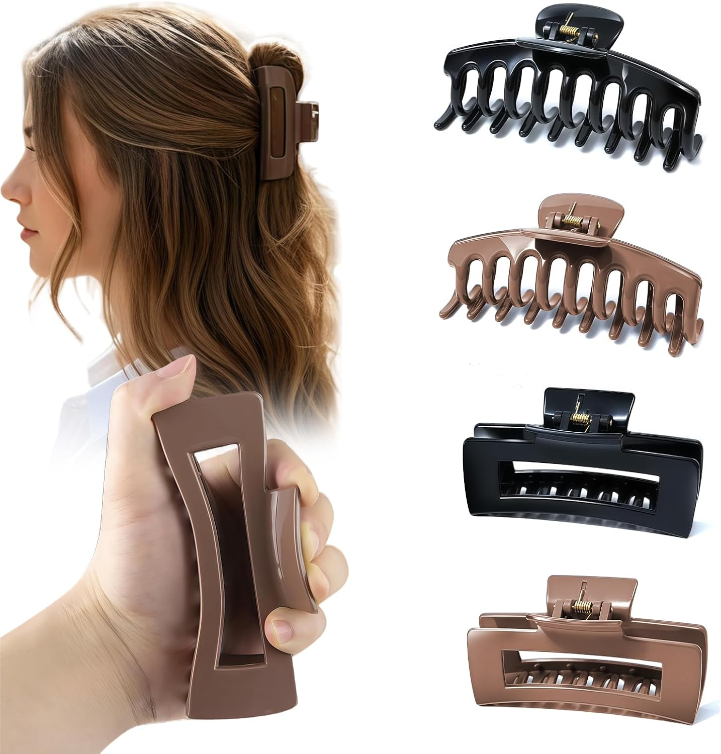 Vesavifaka 4 Pack Silicone Cloud Claw Clips, Soft & Flexible Cozy Claw Clips, Large Non-Slip Squishy Hairclips for Thin and Thick, Hair Accessories for Women & Girls image number 1