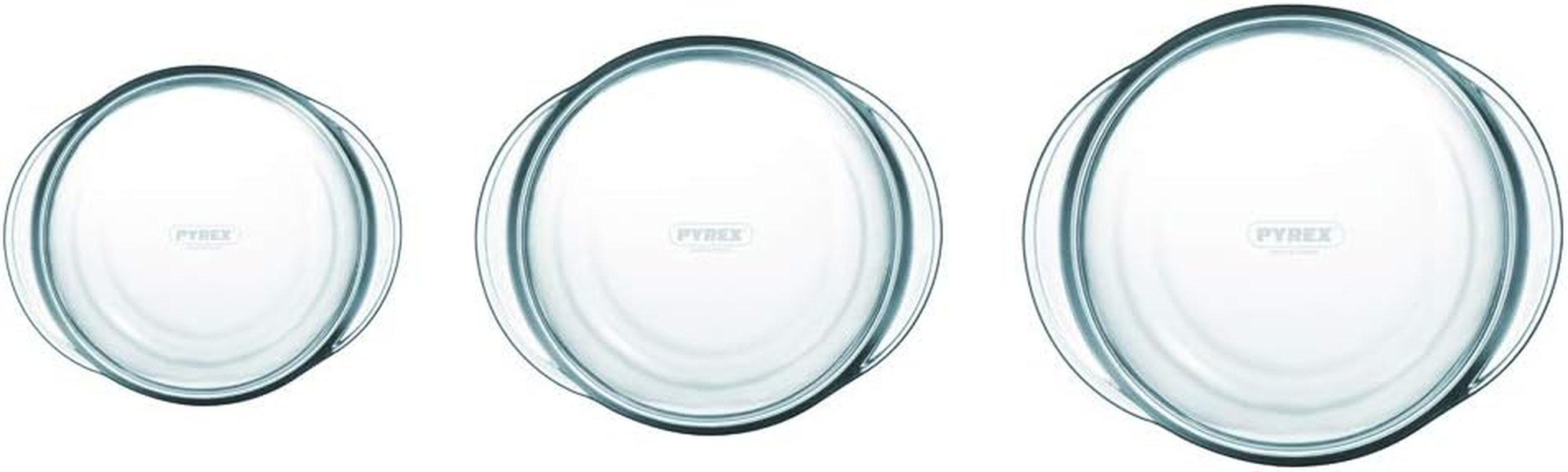 Pyrex Essentials 3 Piece round Casserole Set &ndash; Borosilicate Glass, Oven, Microwave, Freezer & Dishwasher Safe &ndash; Hygienic, Stain & Odour Resistant &ndash; 1.4L, 1.6L & 2.2L Capacity image number 1
