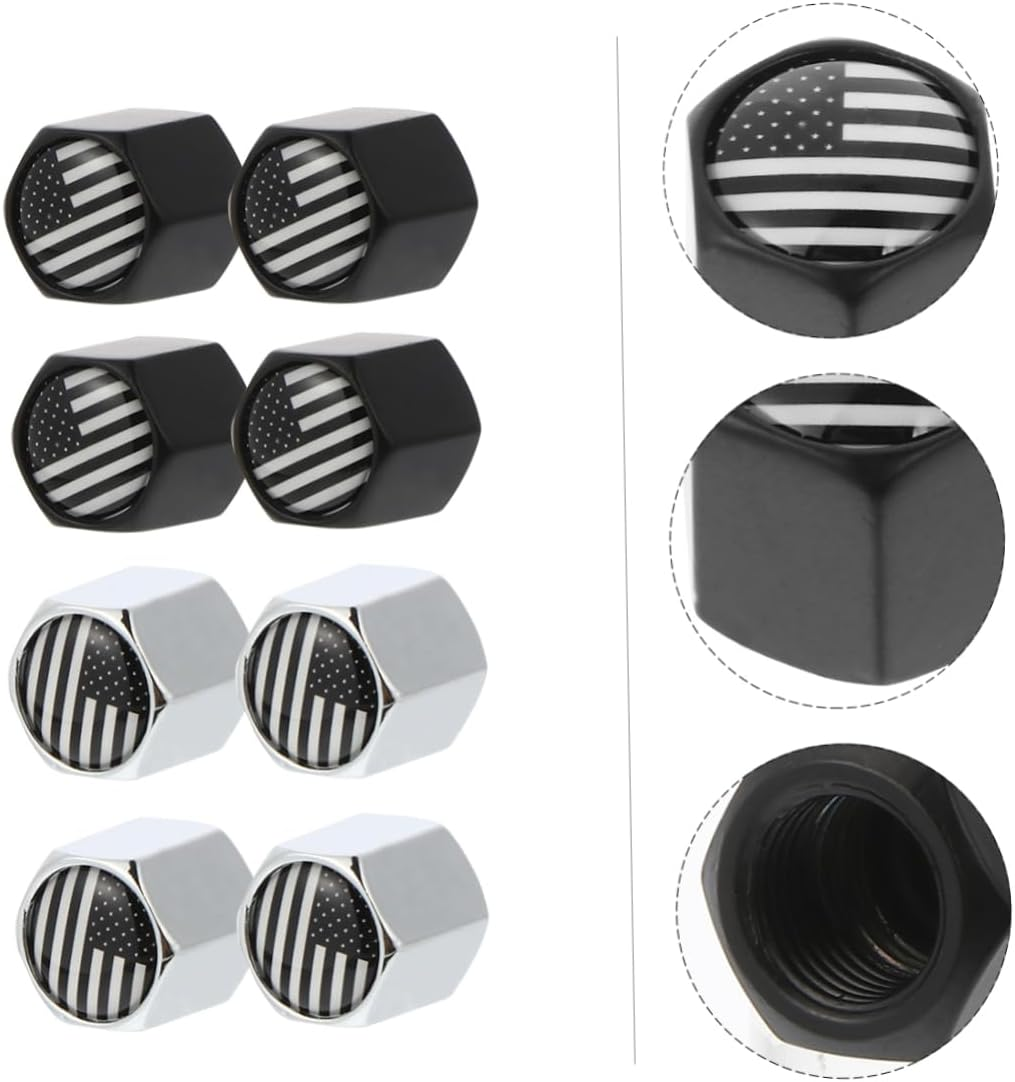 SHERCHPRY 8Pcs Metal Car Wheel Tire Valve Caps Air Dust Covers for Car Tyres Fit Different Brands Easy Install Remove image number 4