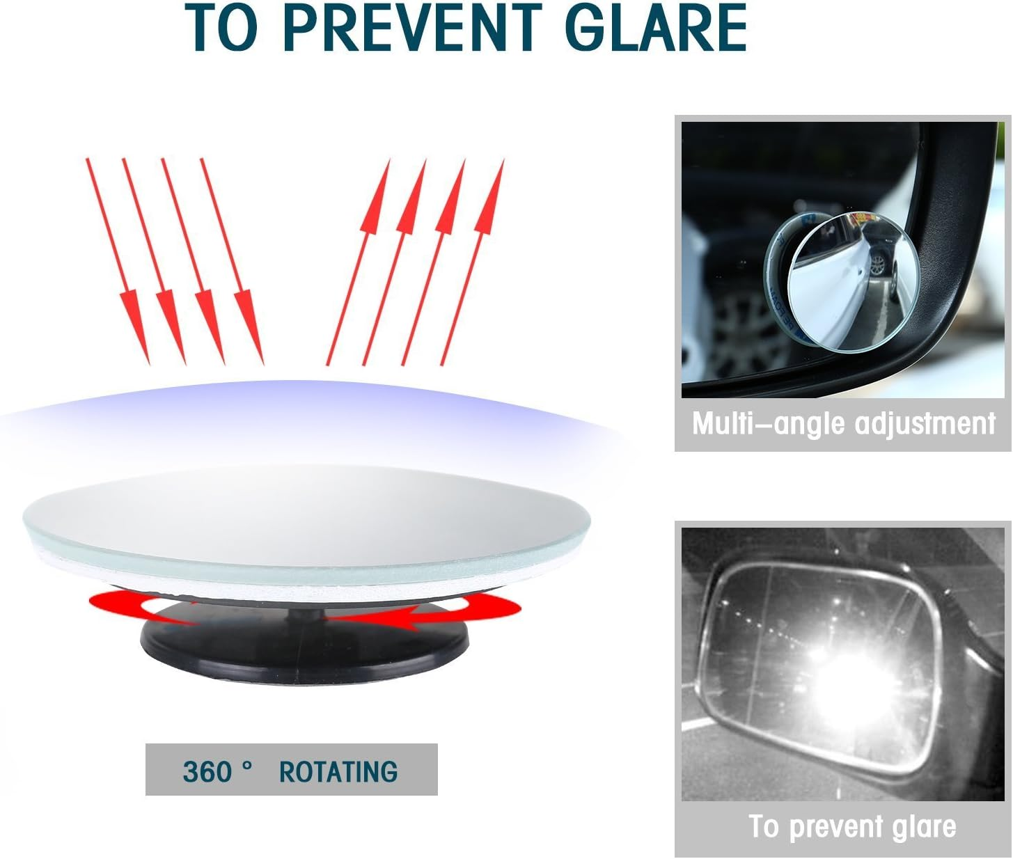 Blind Spot Mirrors, Ankier round Shape Wide Angle Car Wing Mirror Blind Spot Stick on Side Mirror ( 2 Pcs ) image number 4