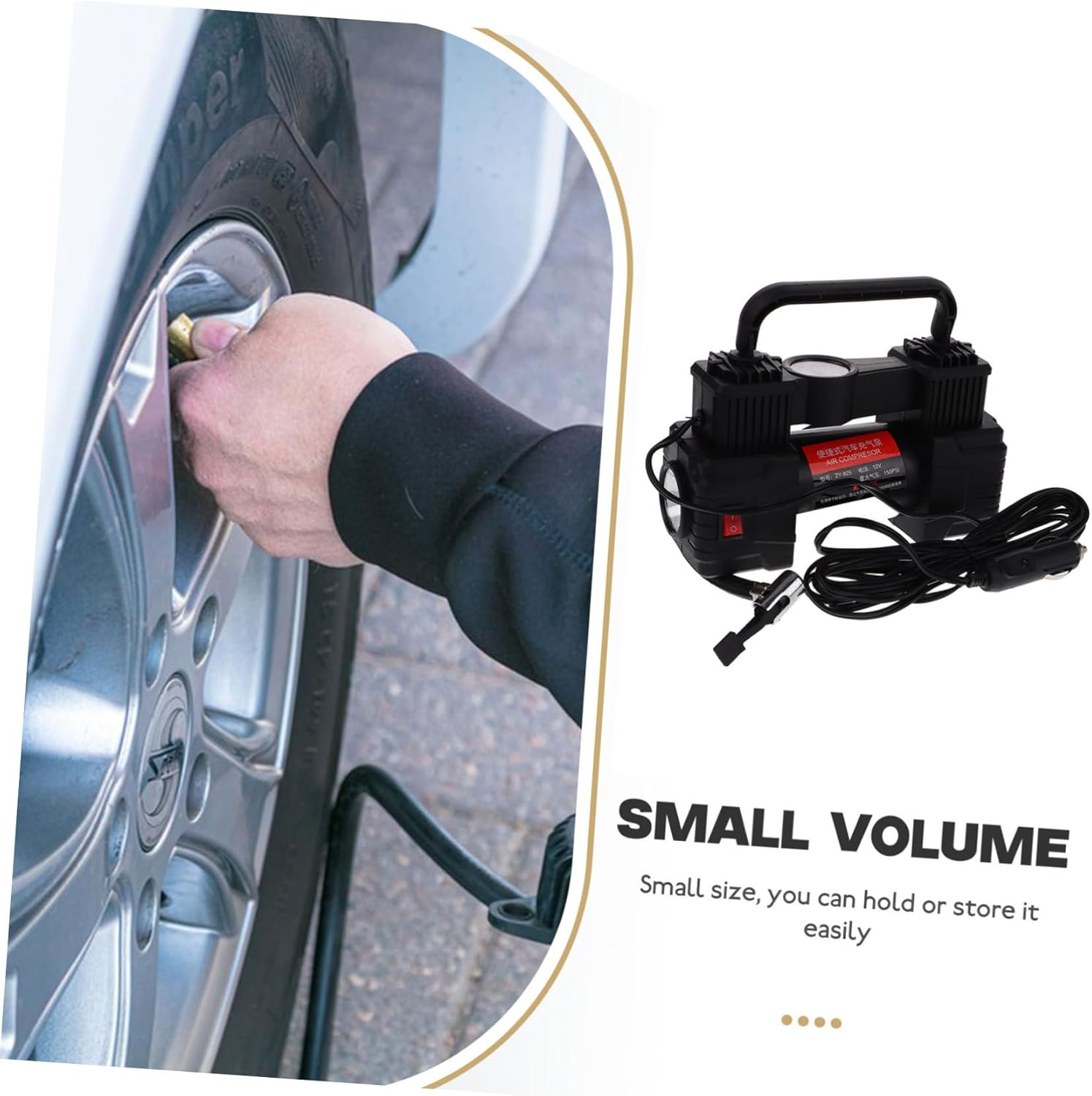 COMPUKAS Portable Car Air Pump Compact Tire Inflator Pressure Gauge for Quick Inflation of Automotive for Go Use image number 2