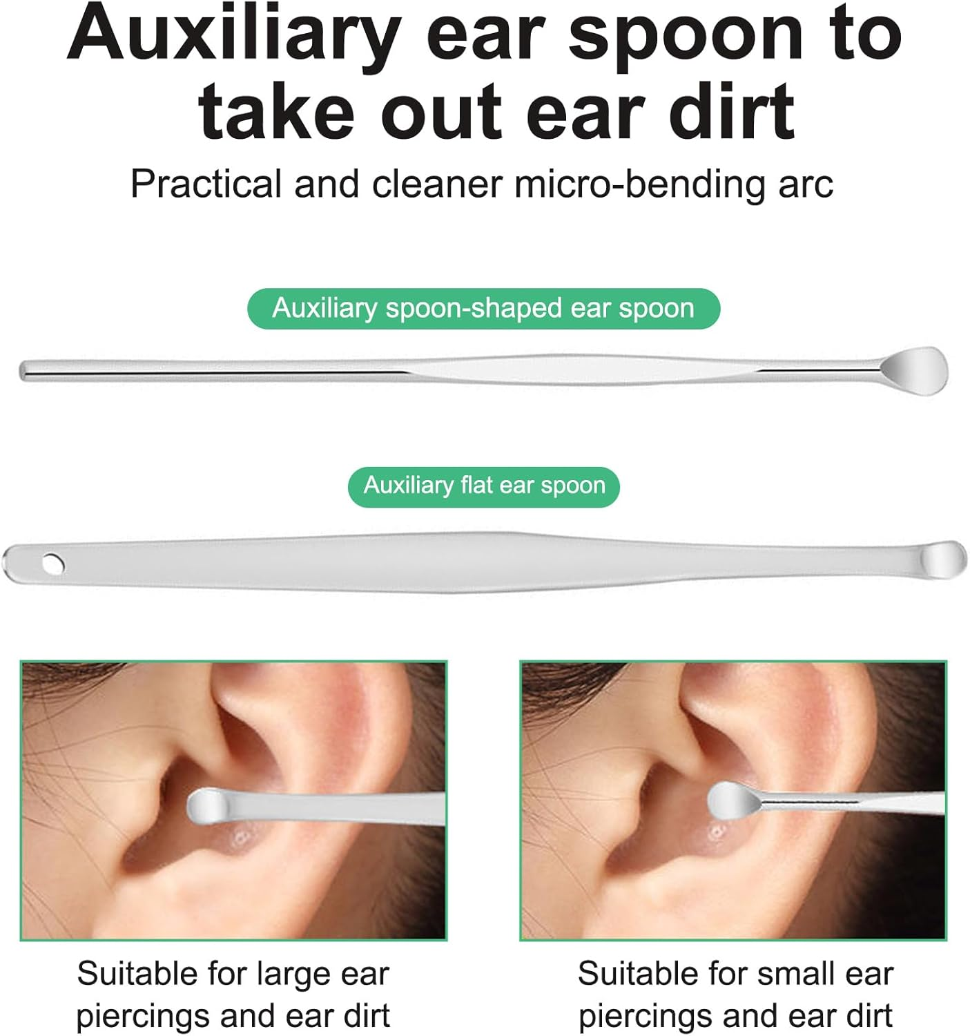 10 Pcs Ear Pick Earwax Removal Kit, Stainless Steel Ear Wax Remover Cleaner Earpick Ear Cleaning Tool Set, Ear Curette Tool with Premium Silver Aluminum Tube Packaging image number 1