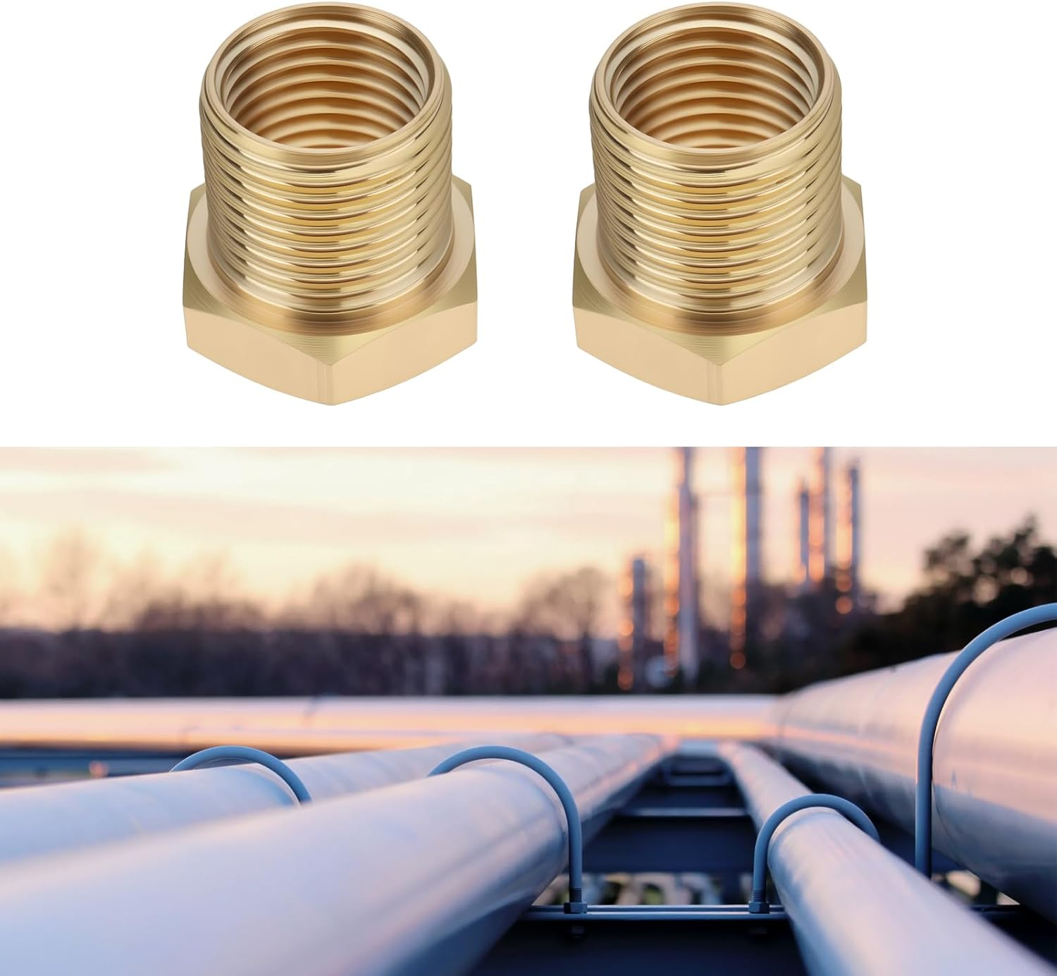 Emagtech 2Pcs M12 X 1 Male to M10 X 1 Female Brass Reducer Adapter for Connecting Pipes in Natural Gas Refrigeration Hydraulic Systems image number 6